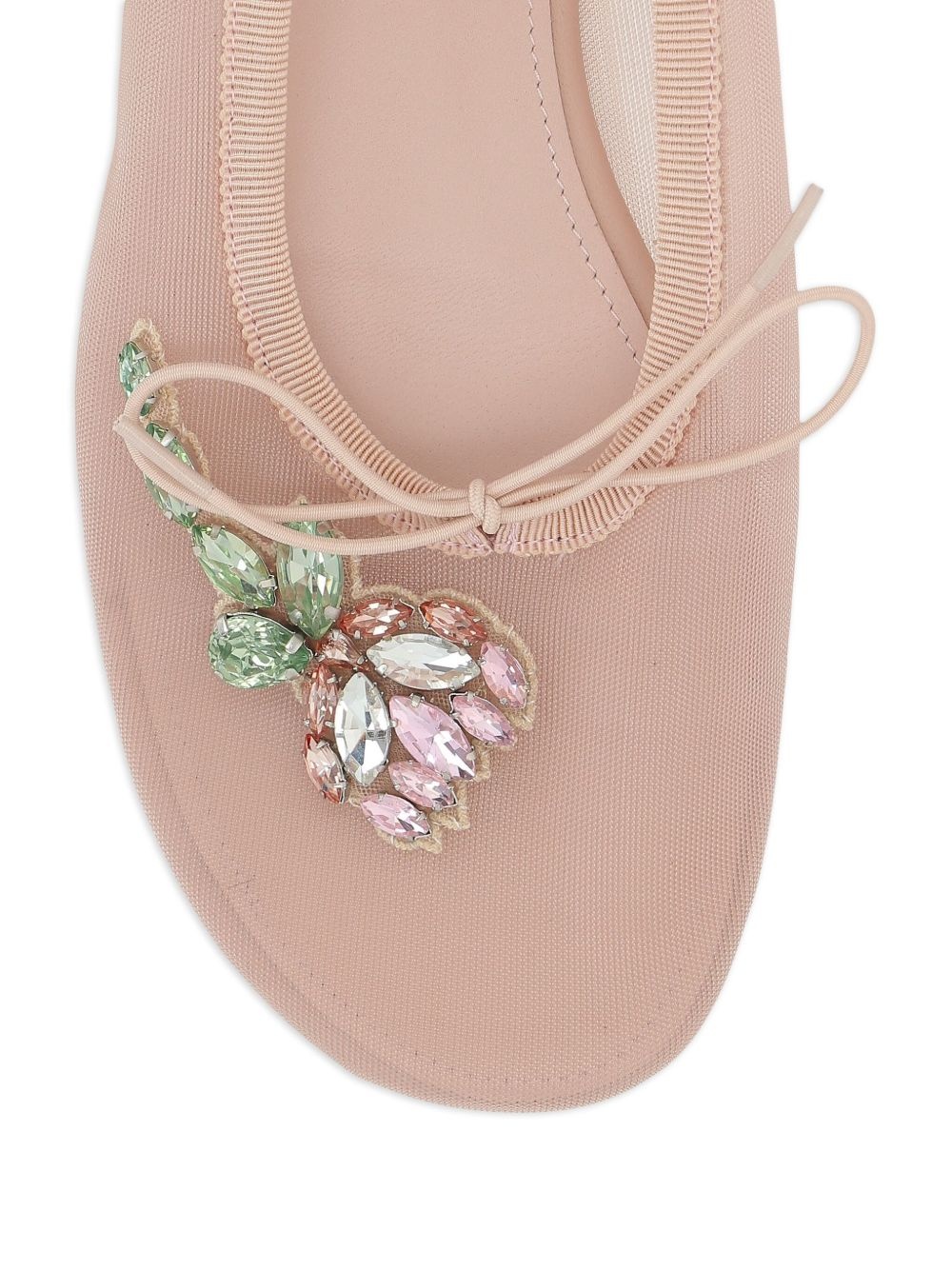 rhinestone-appliqué mesh ballet flats - 4