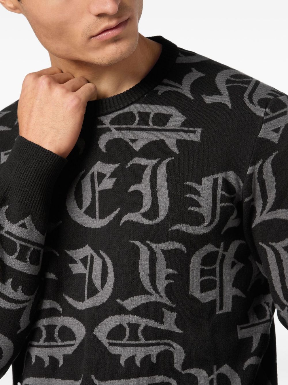 logo-intarsia sweater - 5
