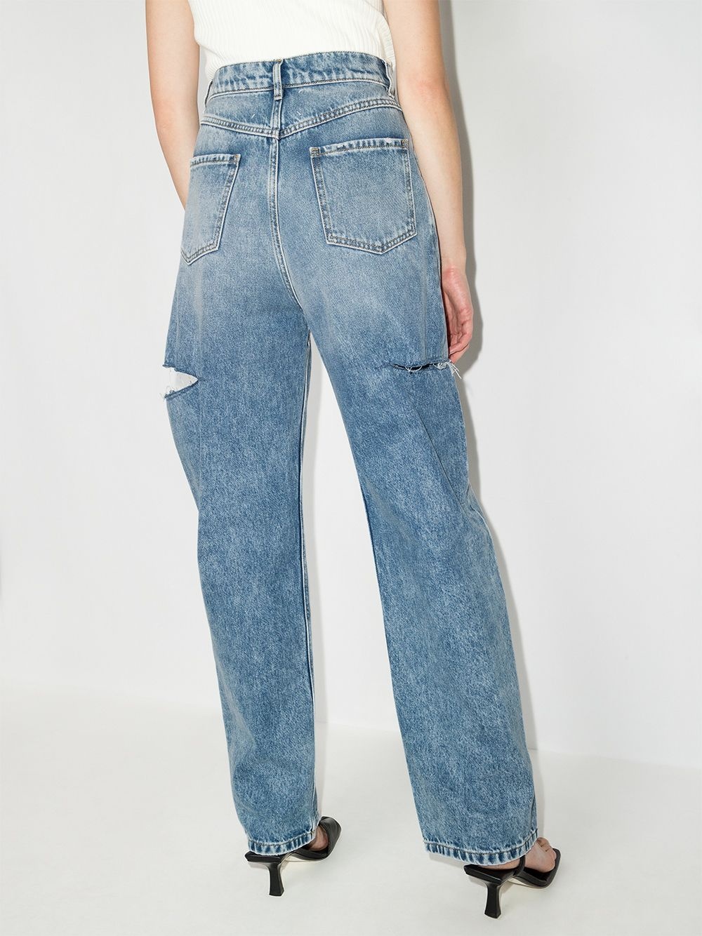 distressed straight-leg jeans - 3