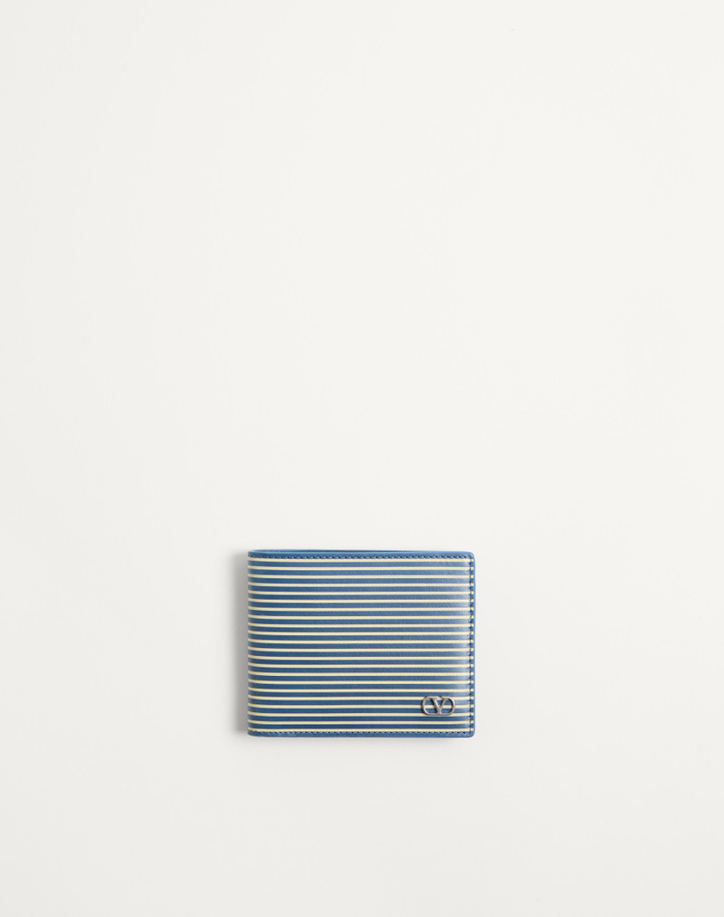 VALENTINO GARAVANI VLOGO SIGNATURE CALFSKIN WALLET WITH STRIPED PRINT 1