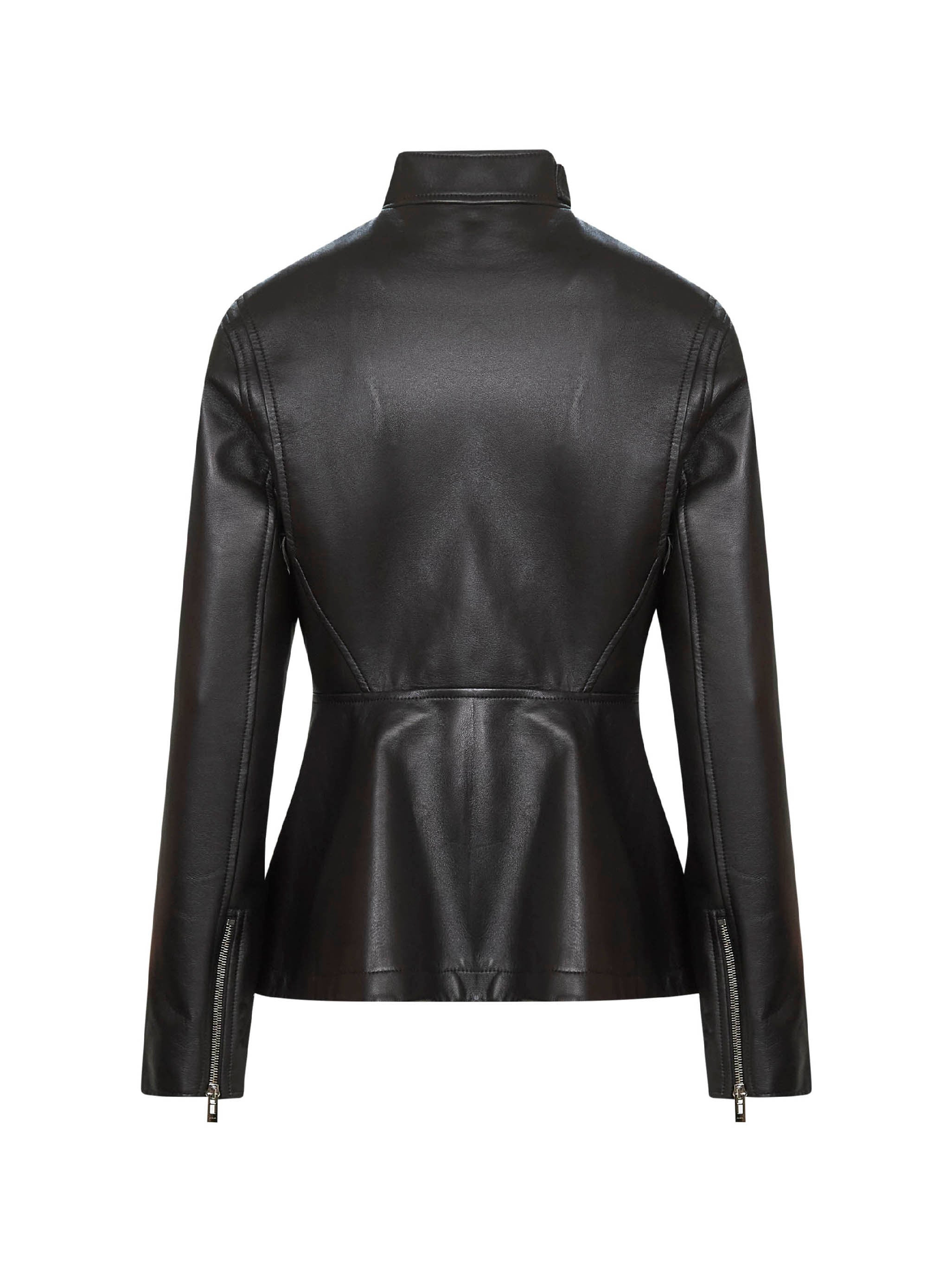 Black washed lambskin peplum jacket - 2