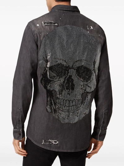 PHILIPP PLEIN Crystal Skull denim shirt outlook