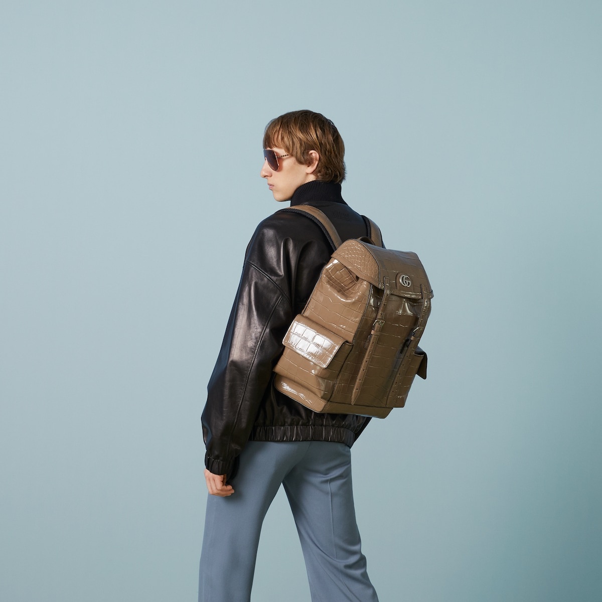 Crocodile backpack with Double G - 3