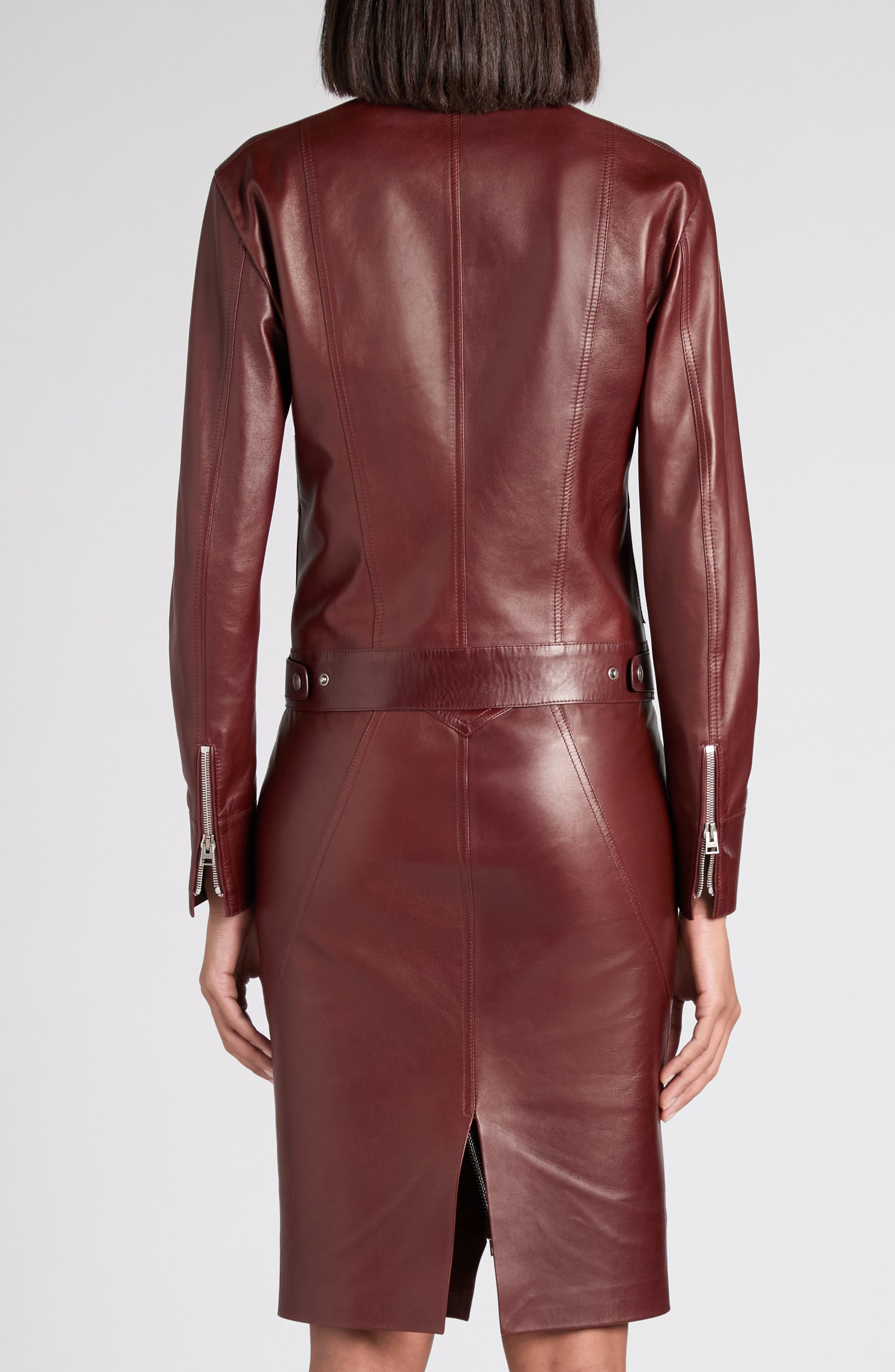 TOM FORD Plongé Leather Racer Jacket in Er532 Burgundy at Nordstrom - 3