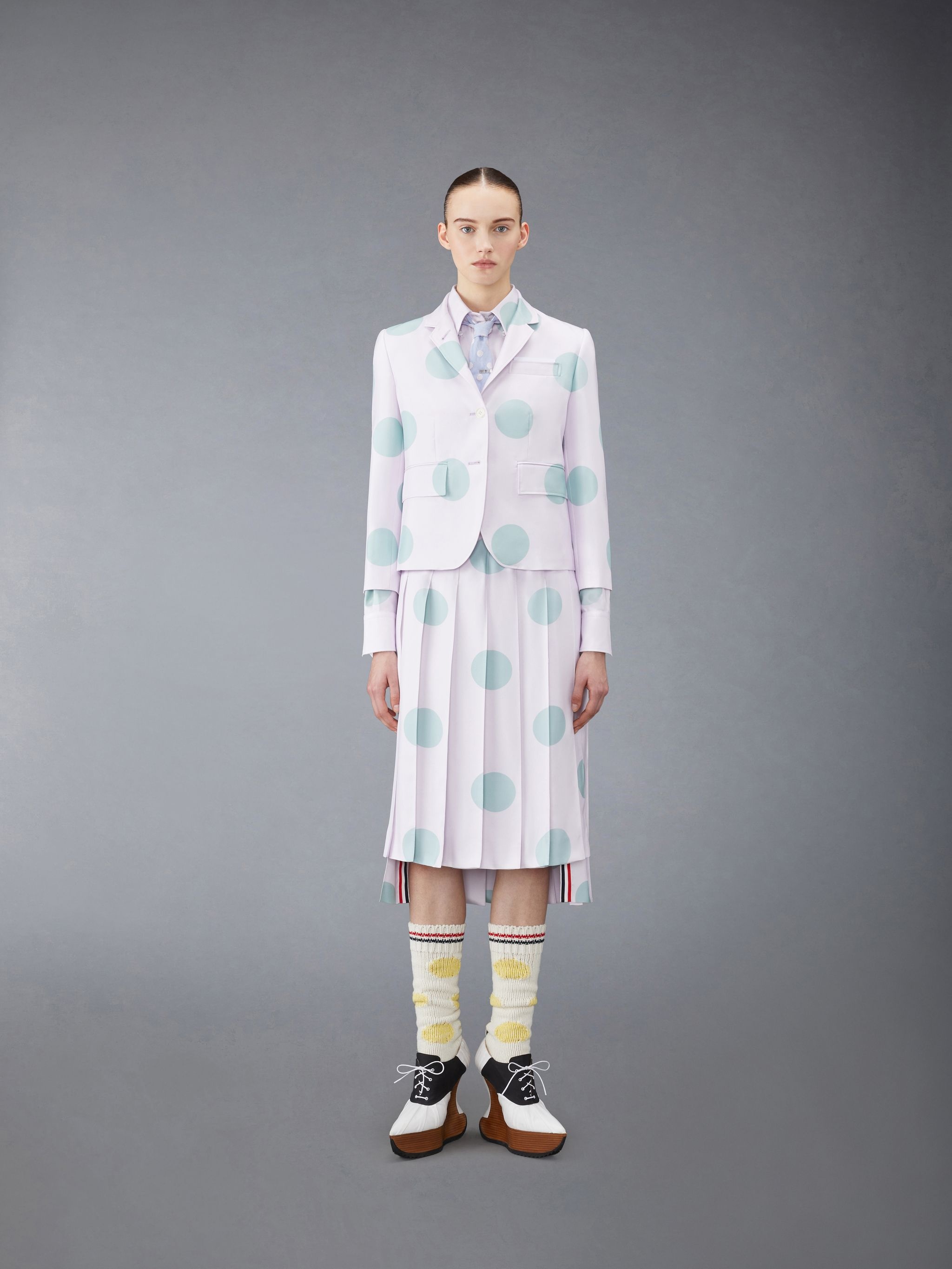 Silk Twill Polka Dot Down Point Collar Shirt - 5