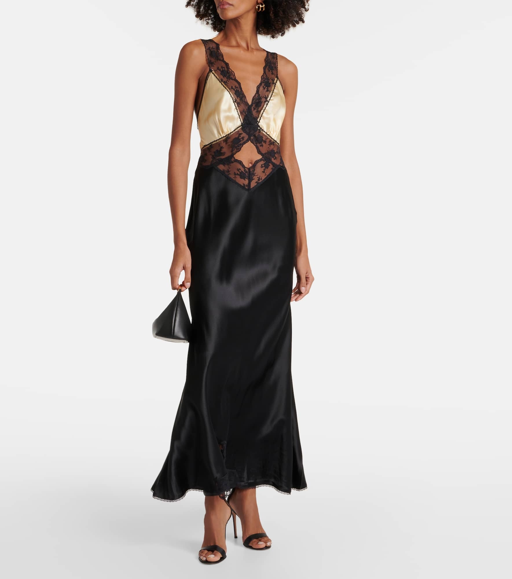Aries lace-trimmed cutout silk maxi dress - 2