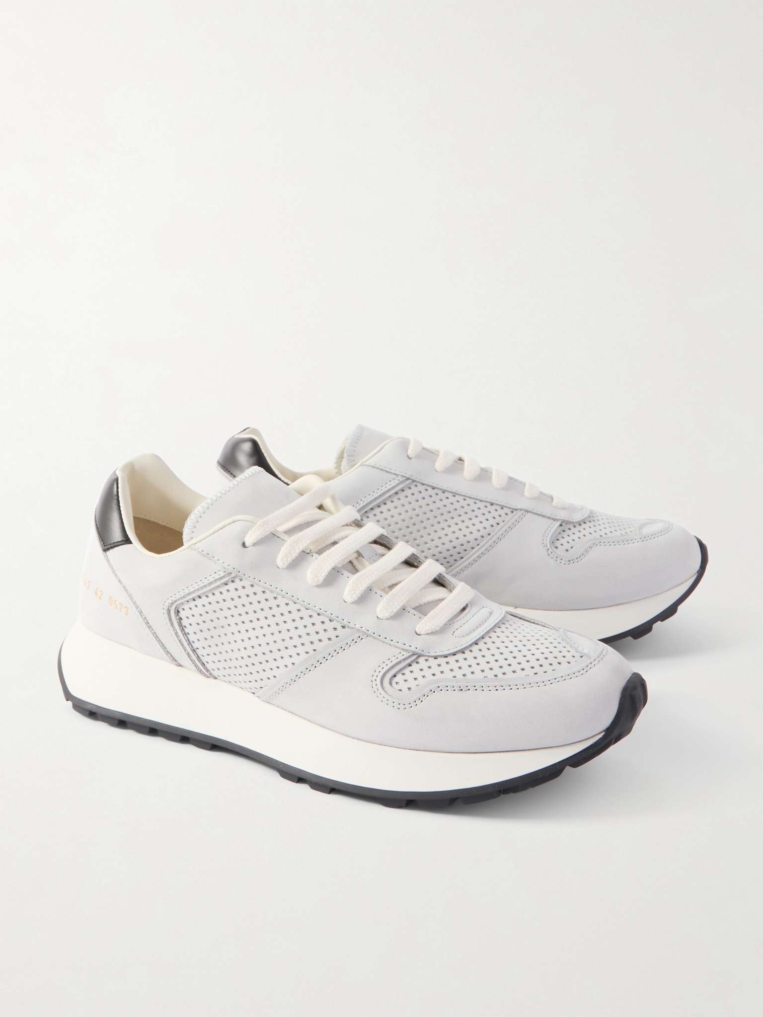 Track Premium Leather-Trimmed Perforated Nubuck Sneakers - 4