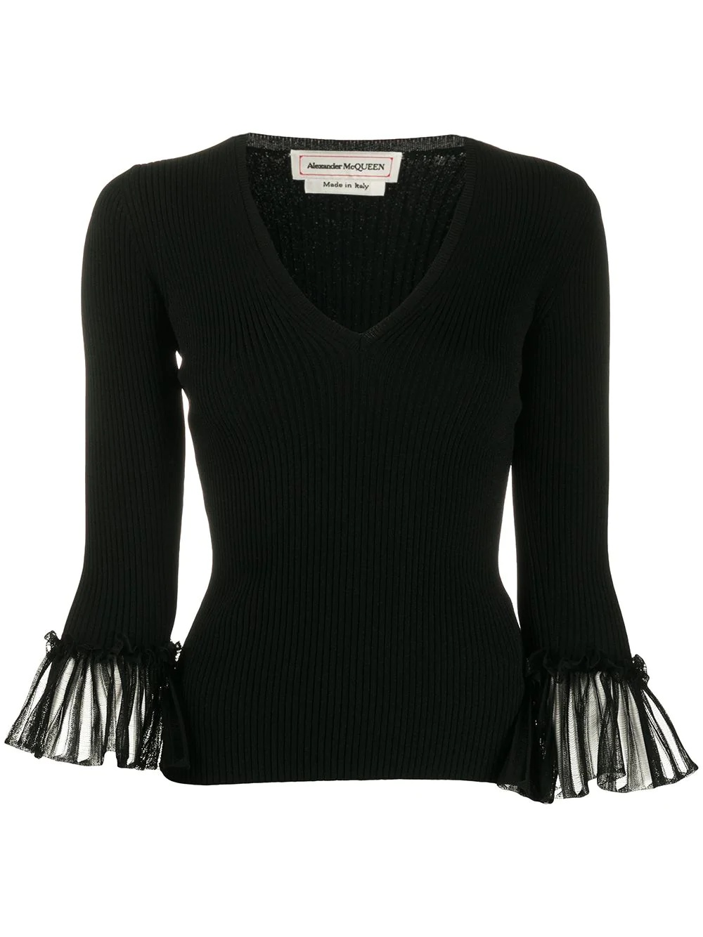 pleated cuffs knitted top - 1