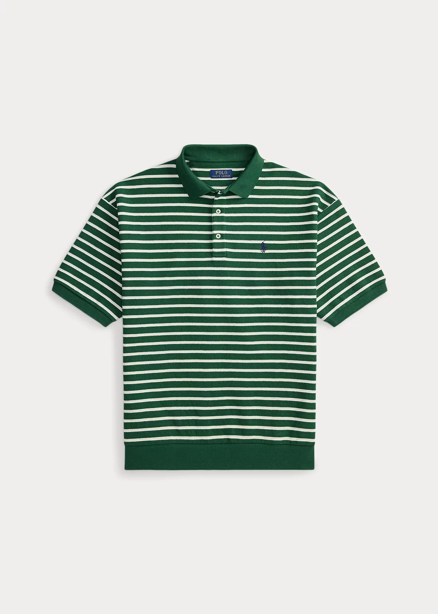 Relaxed Fit Striped Textured Polo Shirt - 1