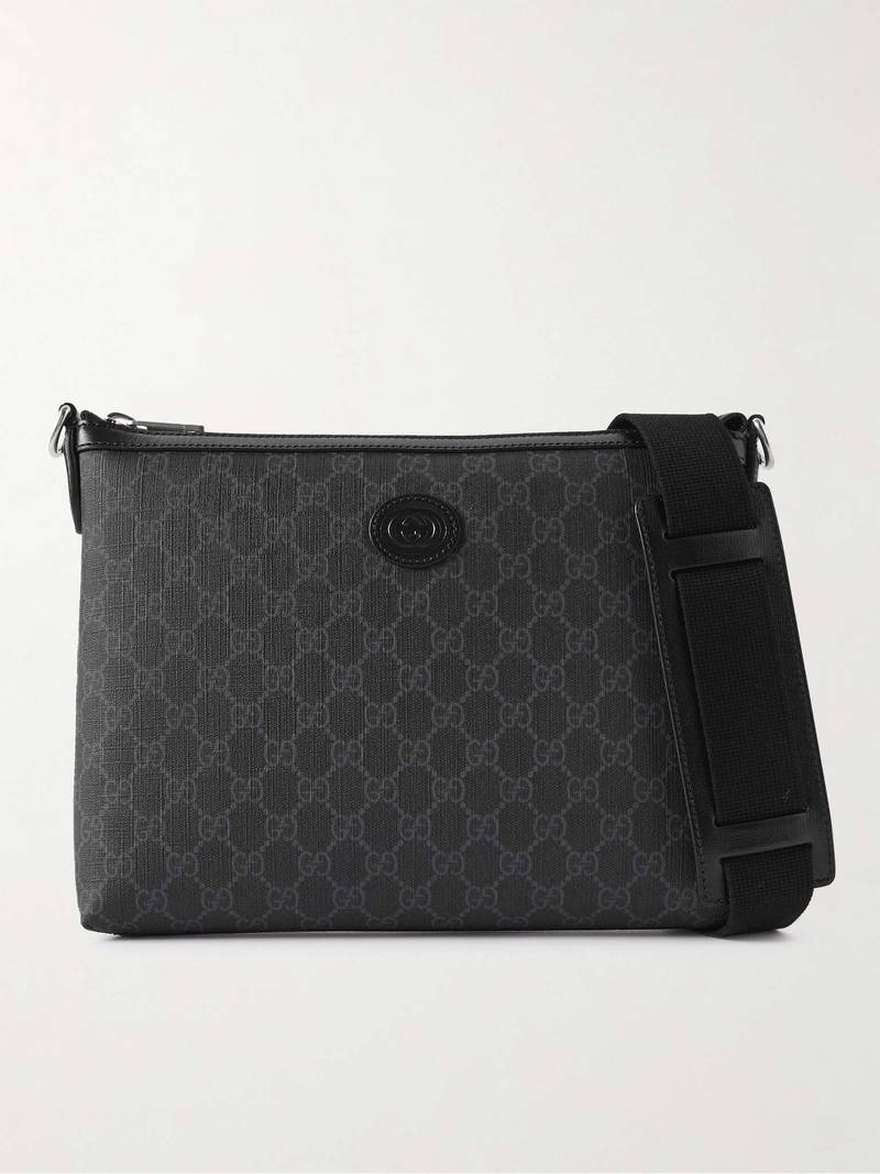 GG Rétro Leather-Trimmed Coated-Canvas Messenger Bag 1