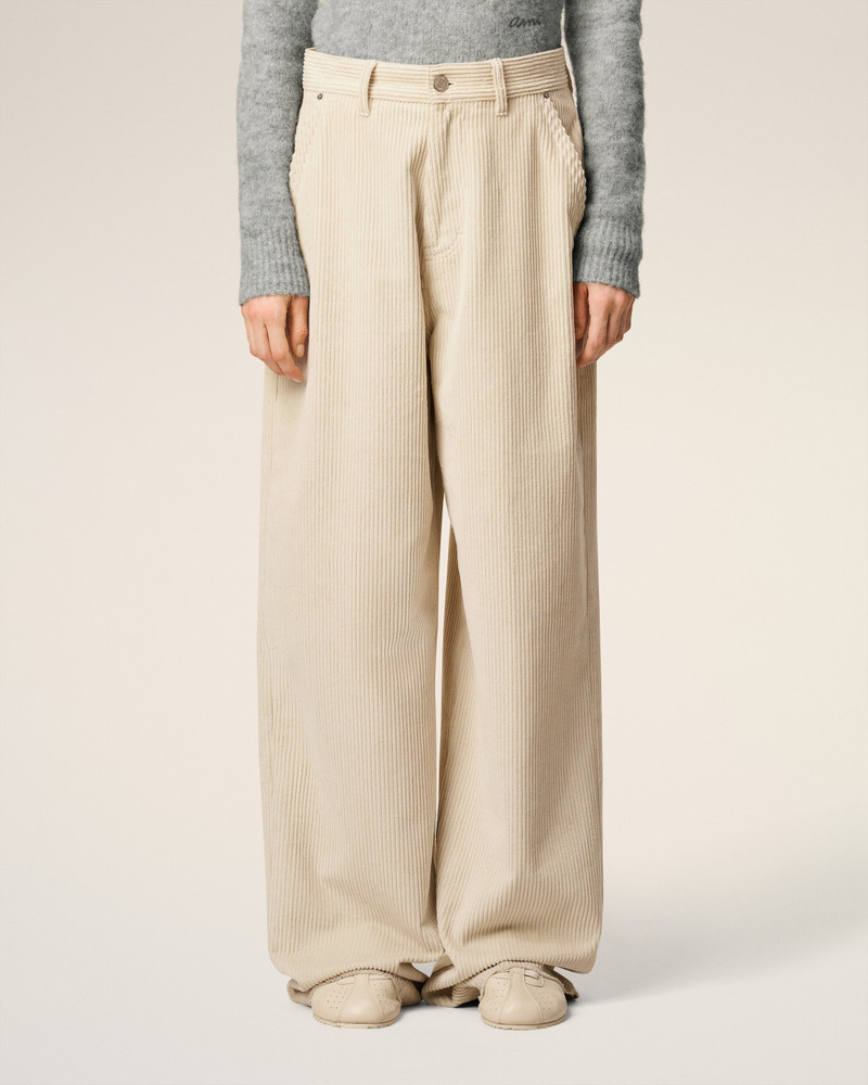 WHITE COTTON LARGE FIT TROUSERS 3