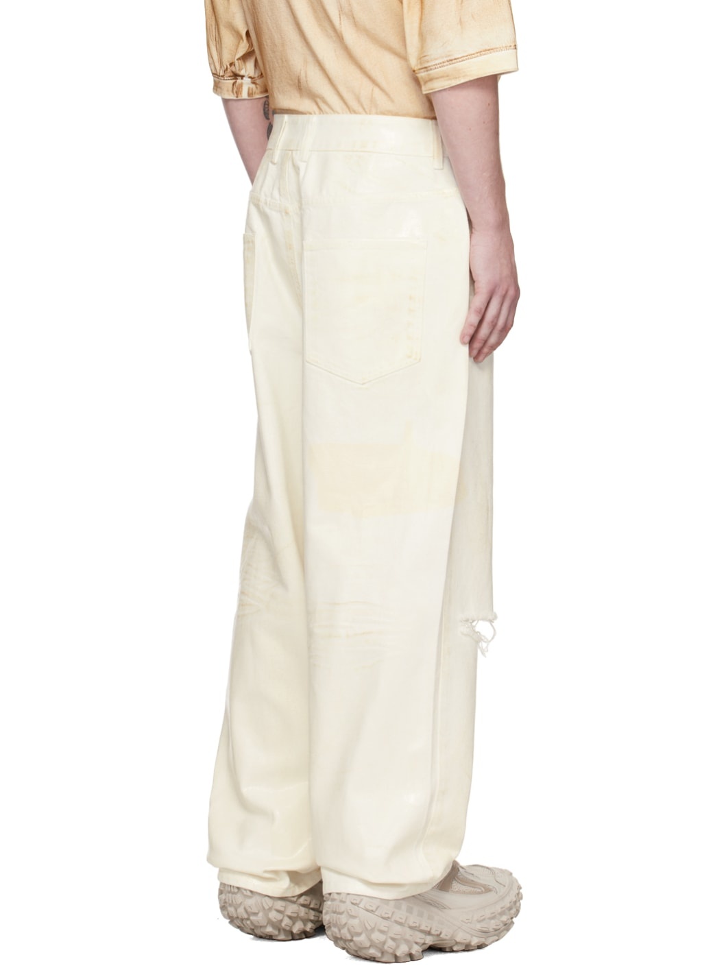 White Foil Coated Jeans - 3