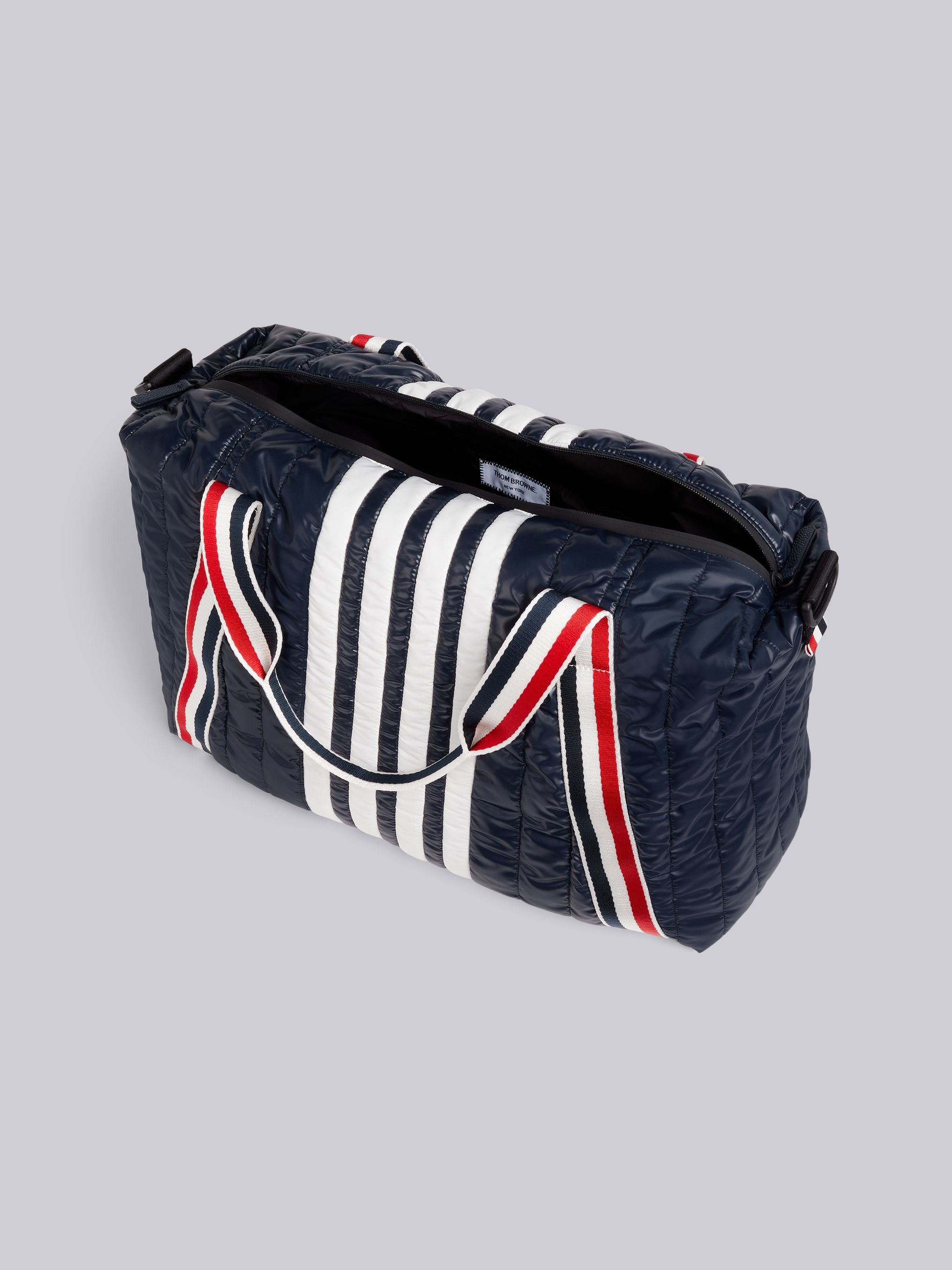 Navy Quilted Ripstop Tricolor Webbing Handles 4-Bar Gym Bag - 5