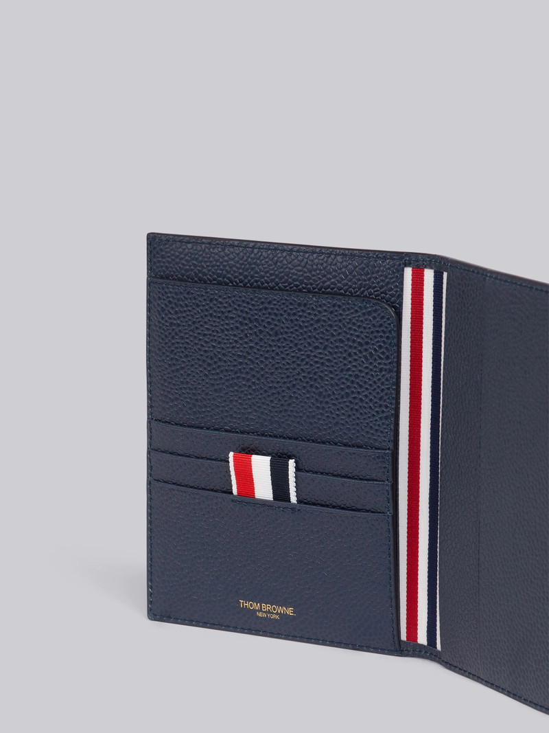 Thom Browne Navy Pebbled Calfskin Elephant Icon Passport Holder outlook