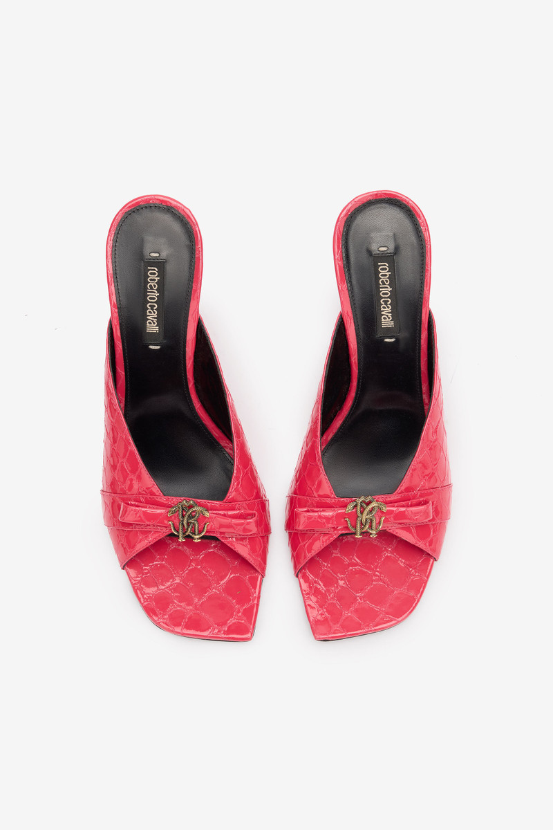 Crocodile-Effect Mules With Mirror Snake Monogram 5