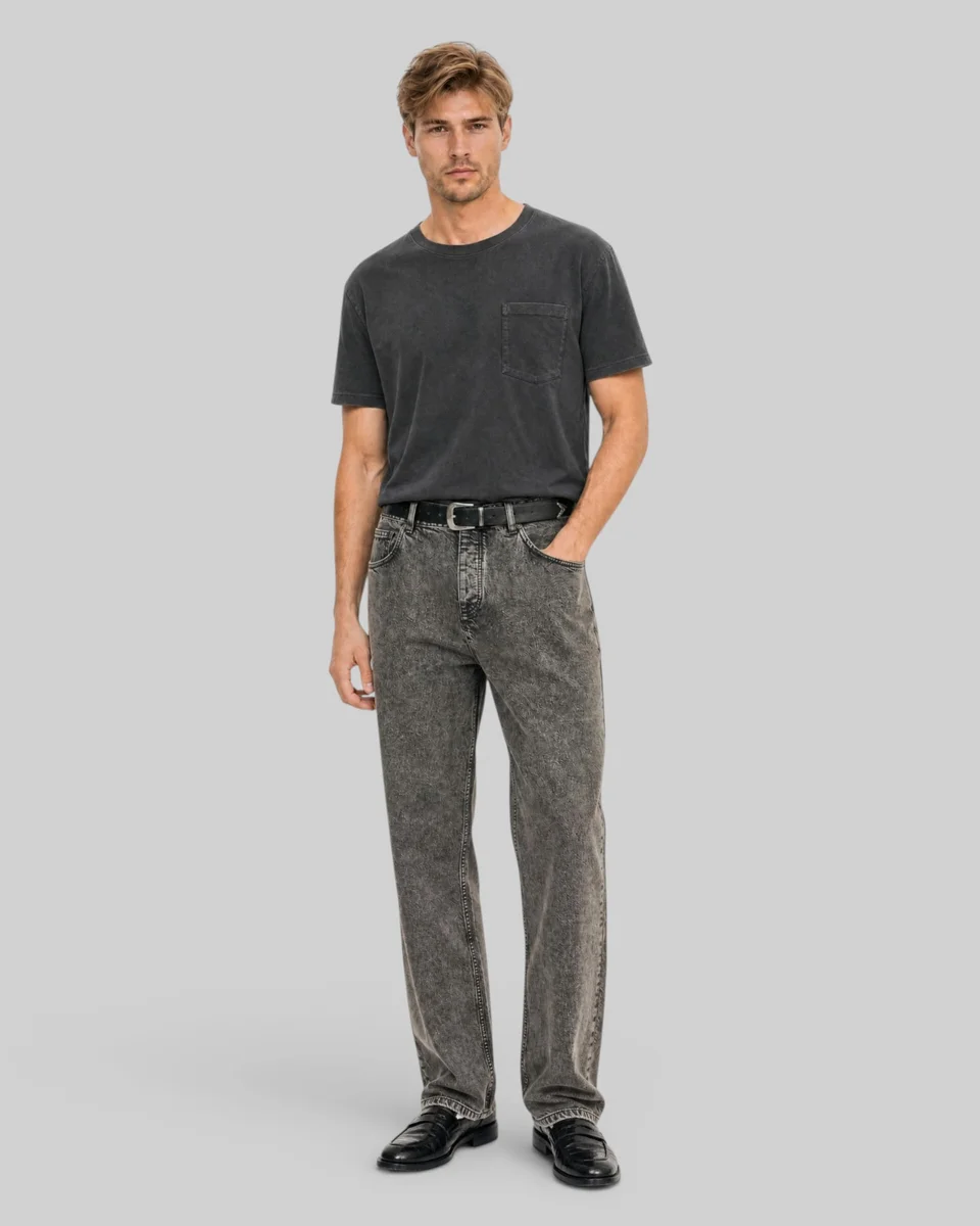 SOLID BLACK FADED T-SHIRT - 1