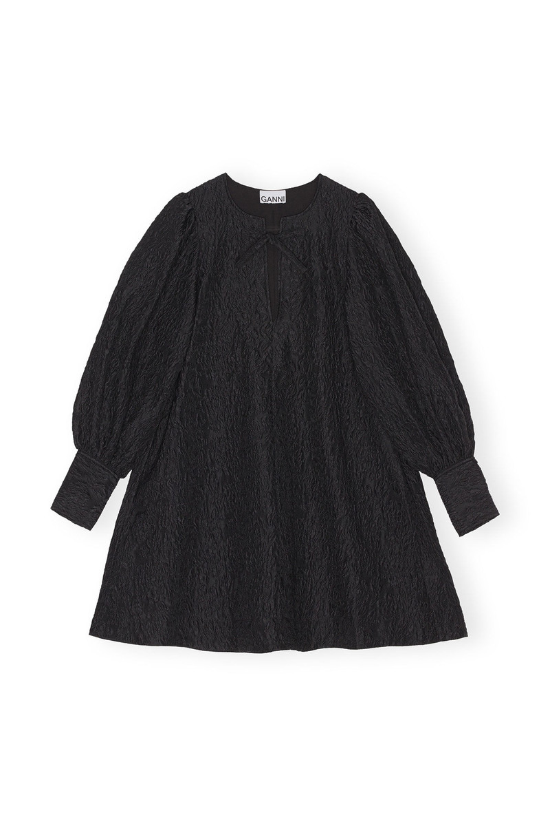 BLACK JACQUARD ORGANZA MINI DRESS 1