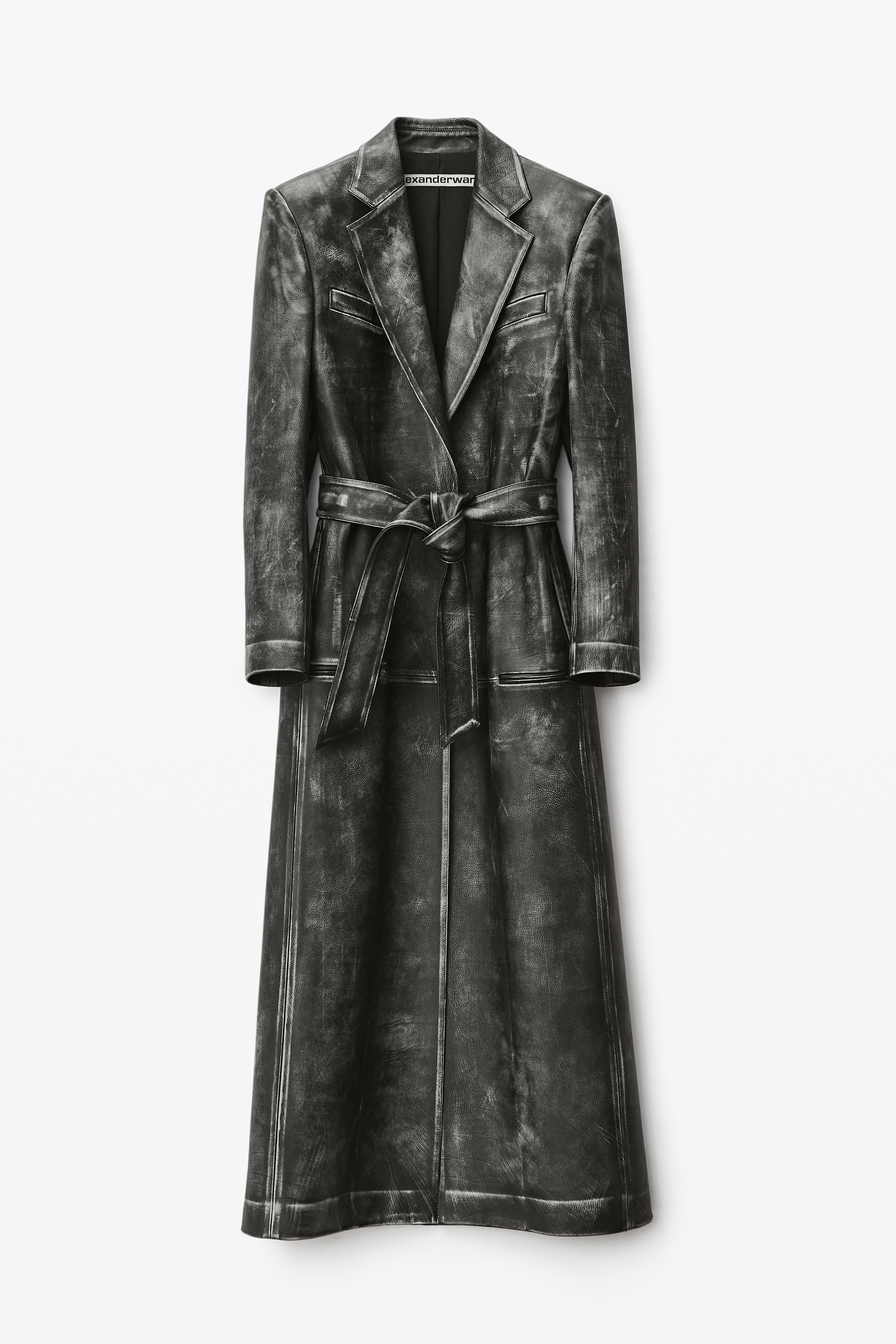 BOXY BELTED COAT IN VINTAGE MOTO LEATHER - 1