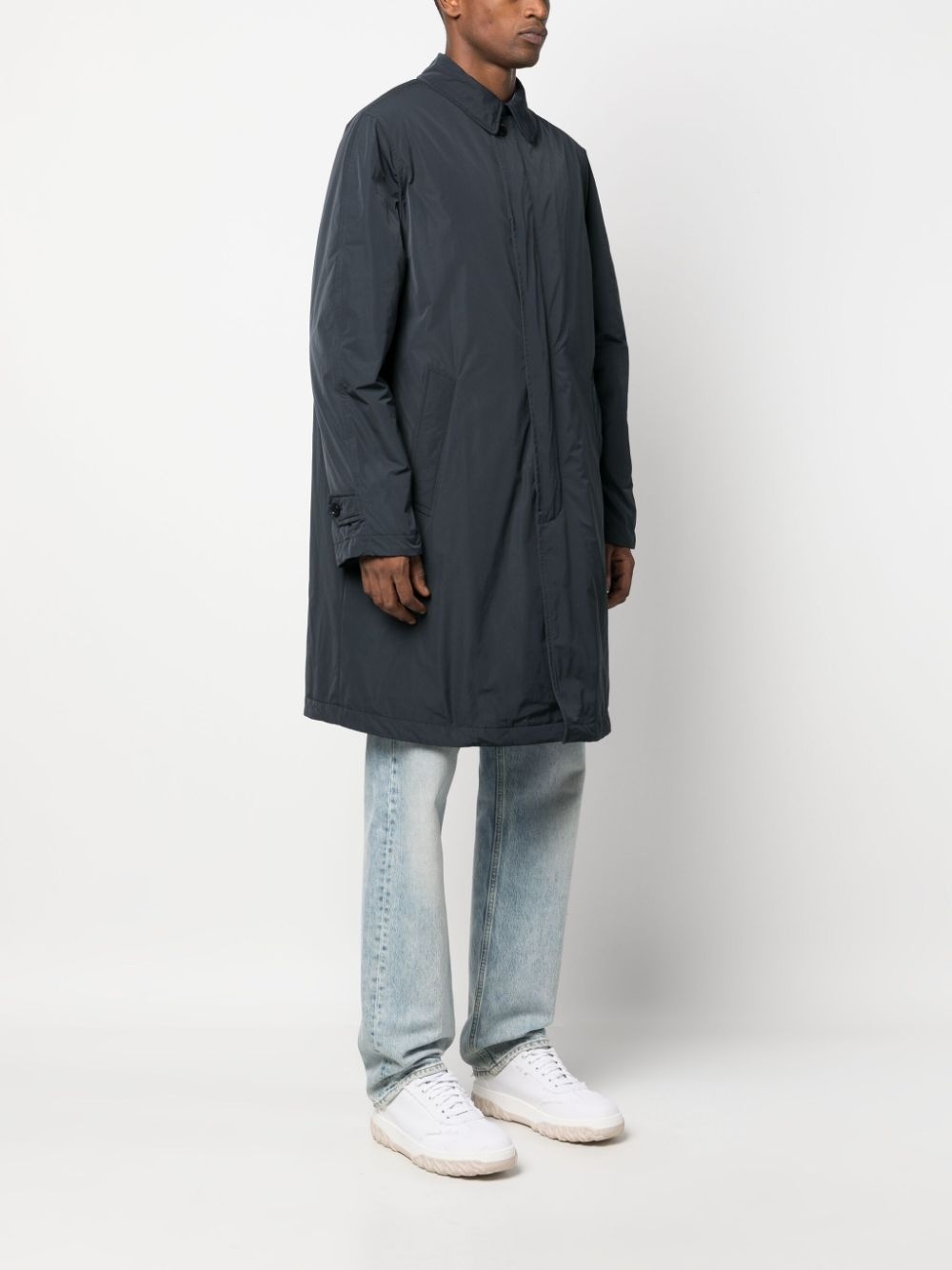 button-tab single-breasted raincoat - 3