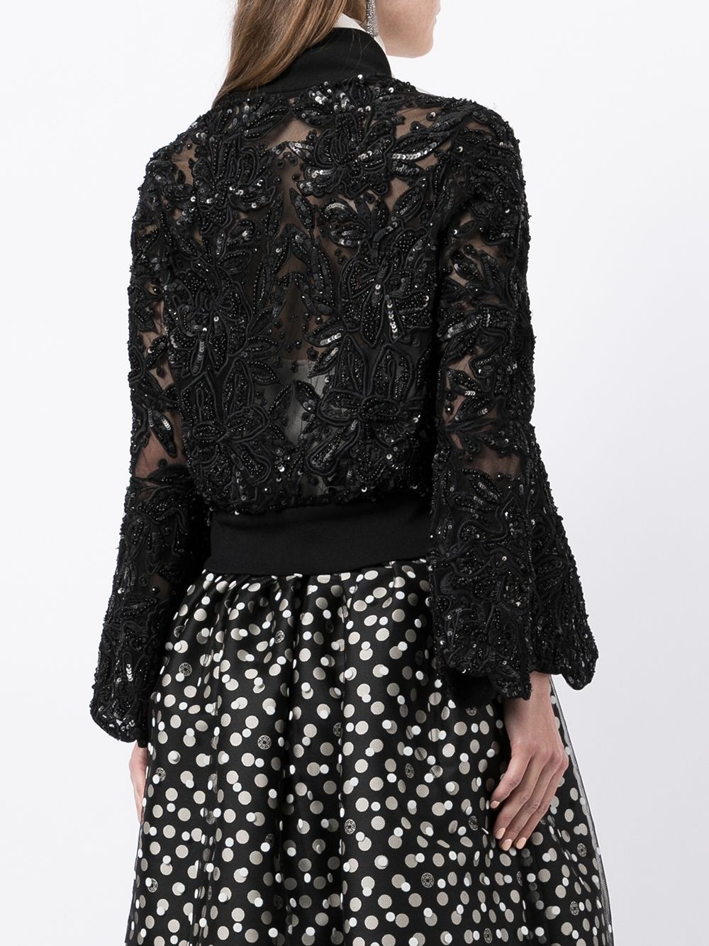 sequin-embellished bell-sleeve jacket - 4