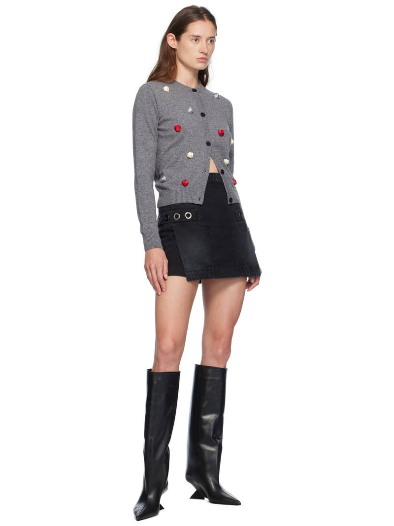 MSGM Black Used Denim Miniskirt outlook