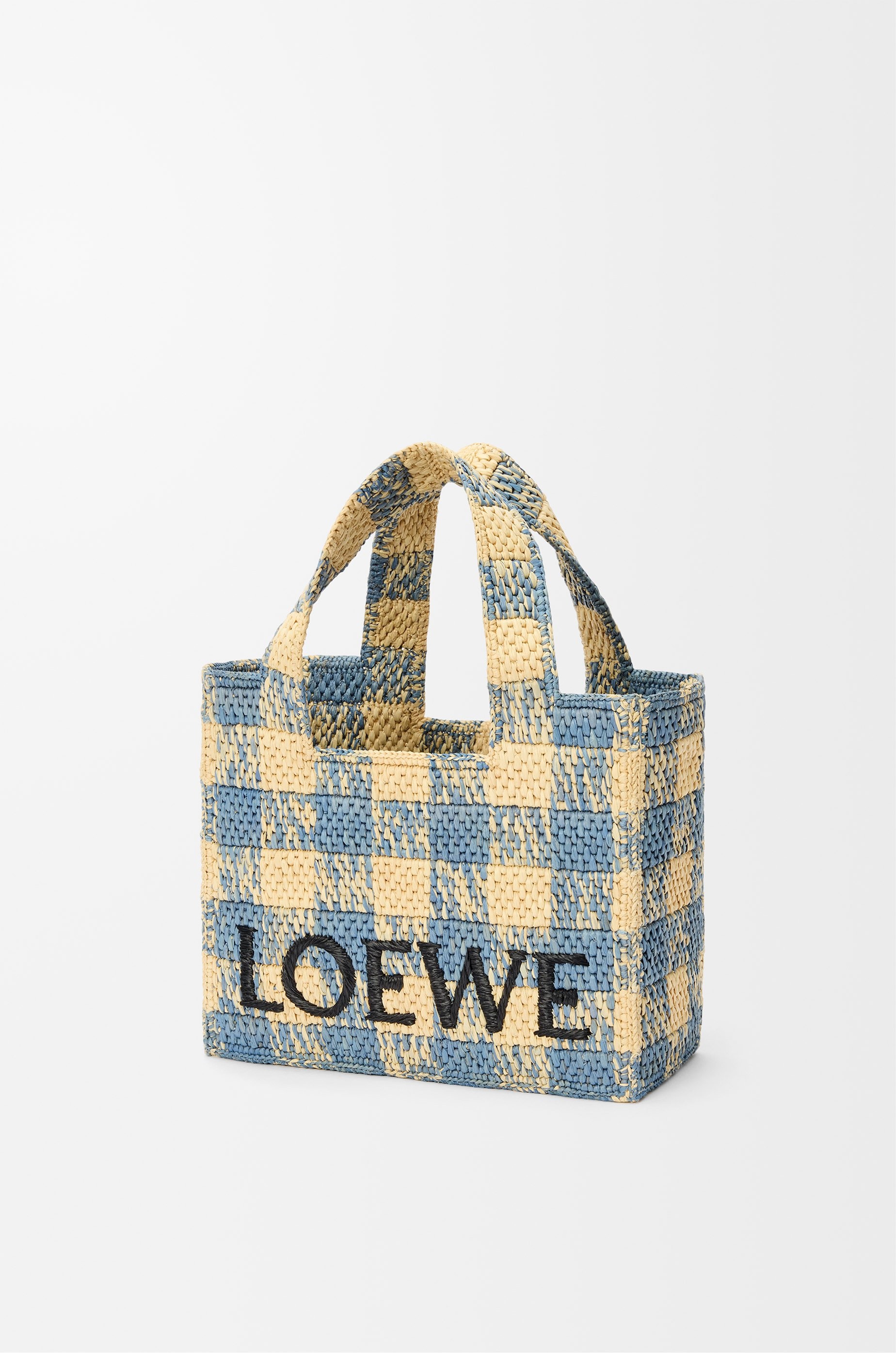 Small LOEWE Font tote in raffia - 4
