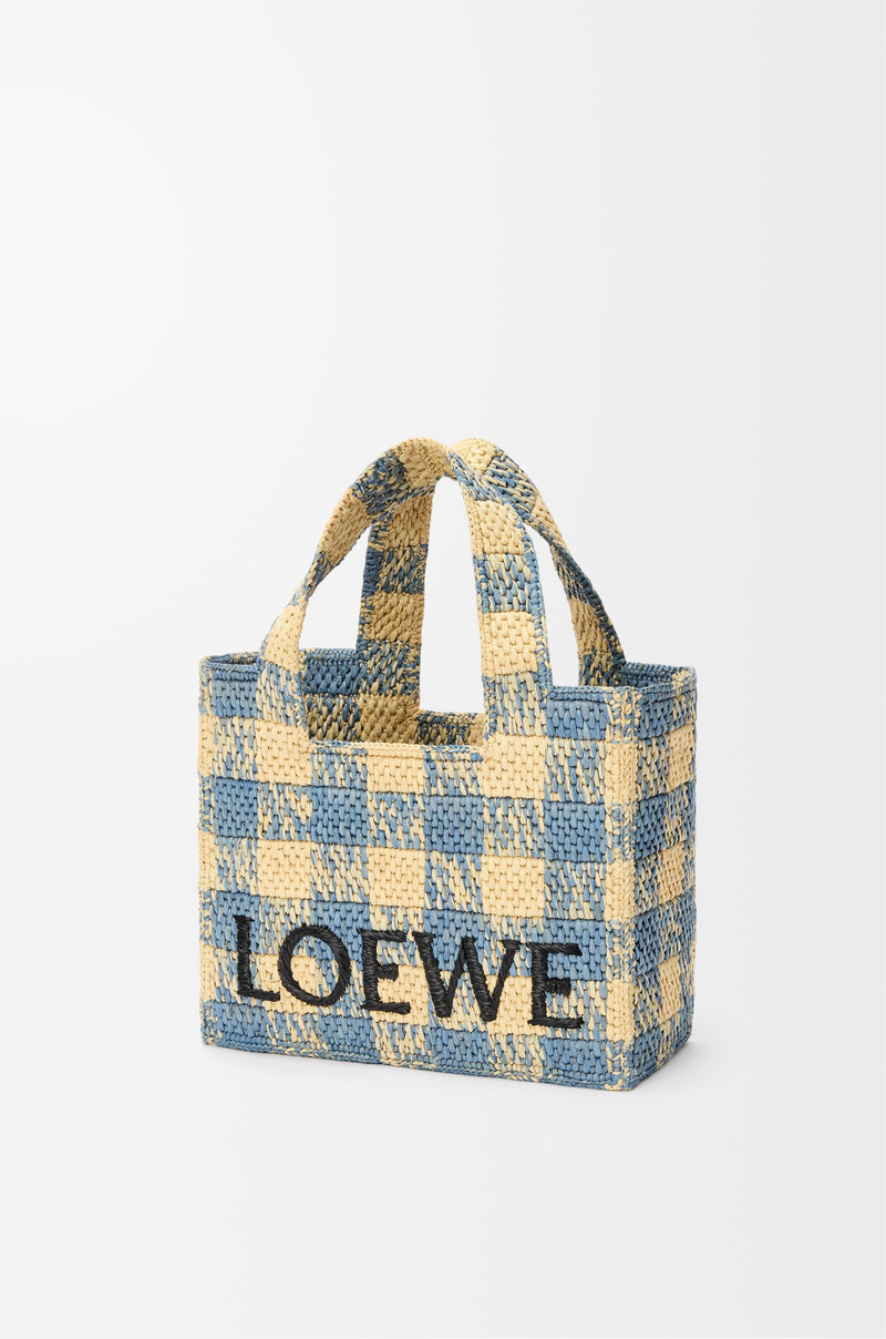 Small LOEWE Font tote in raffia 4