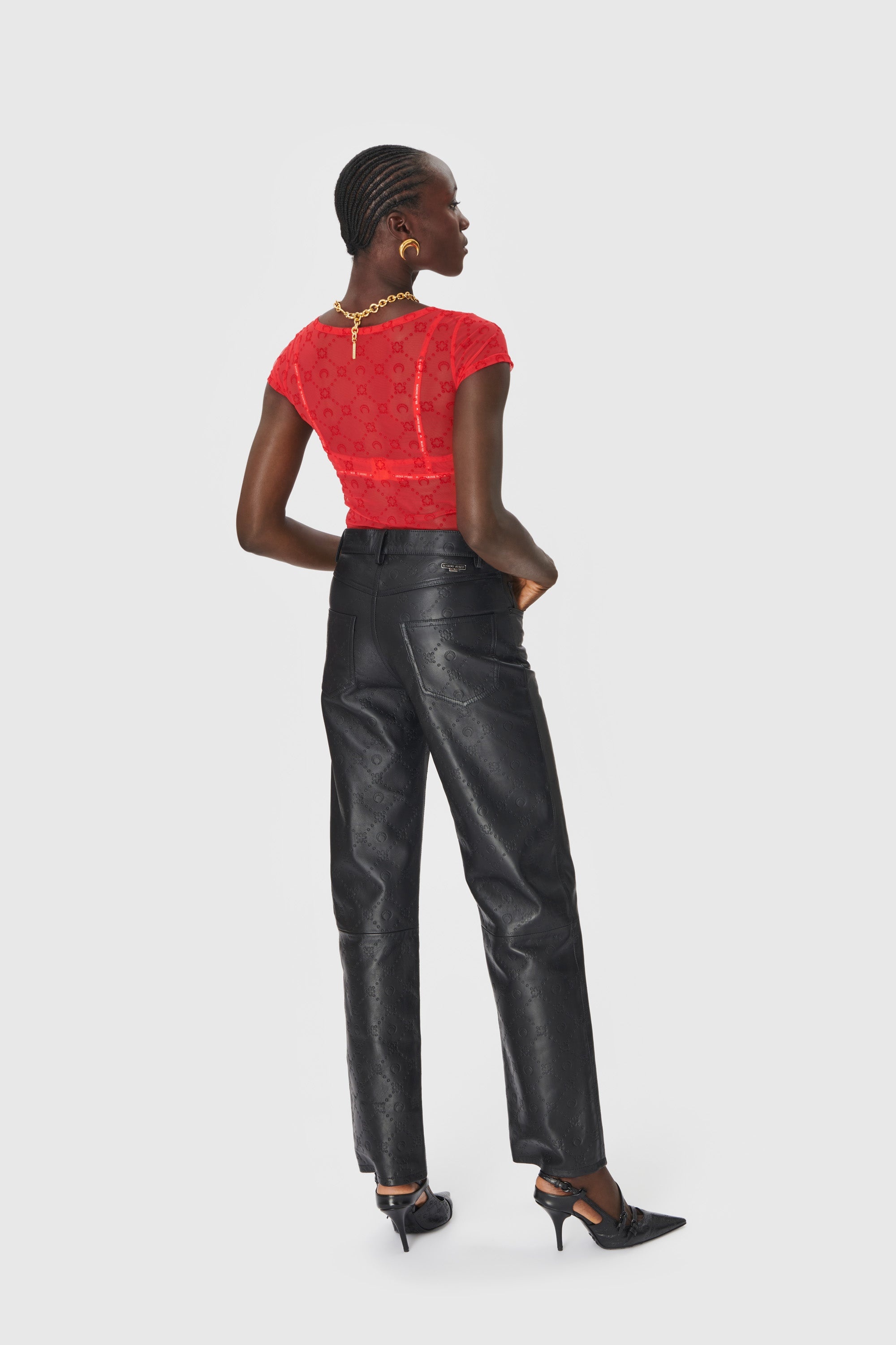 Marine Serre Moonogram Mesh Flock Fitted Top | REVERSIBLE