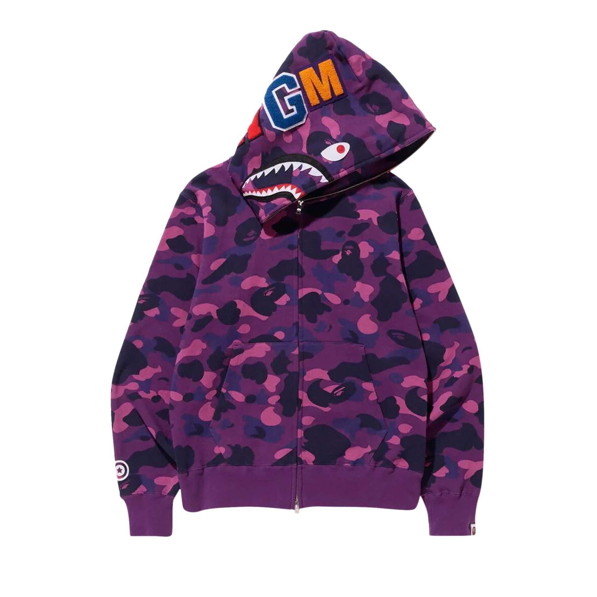 BAPE Color Camo Shark Full Zip Hoodie 'Purple' - 1