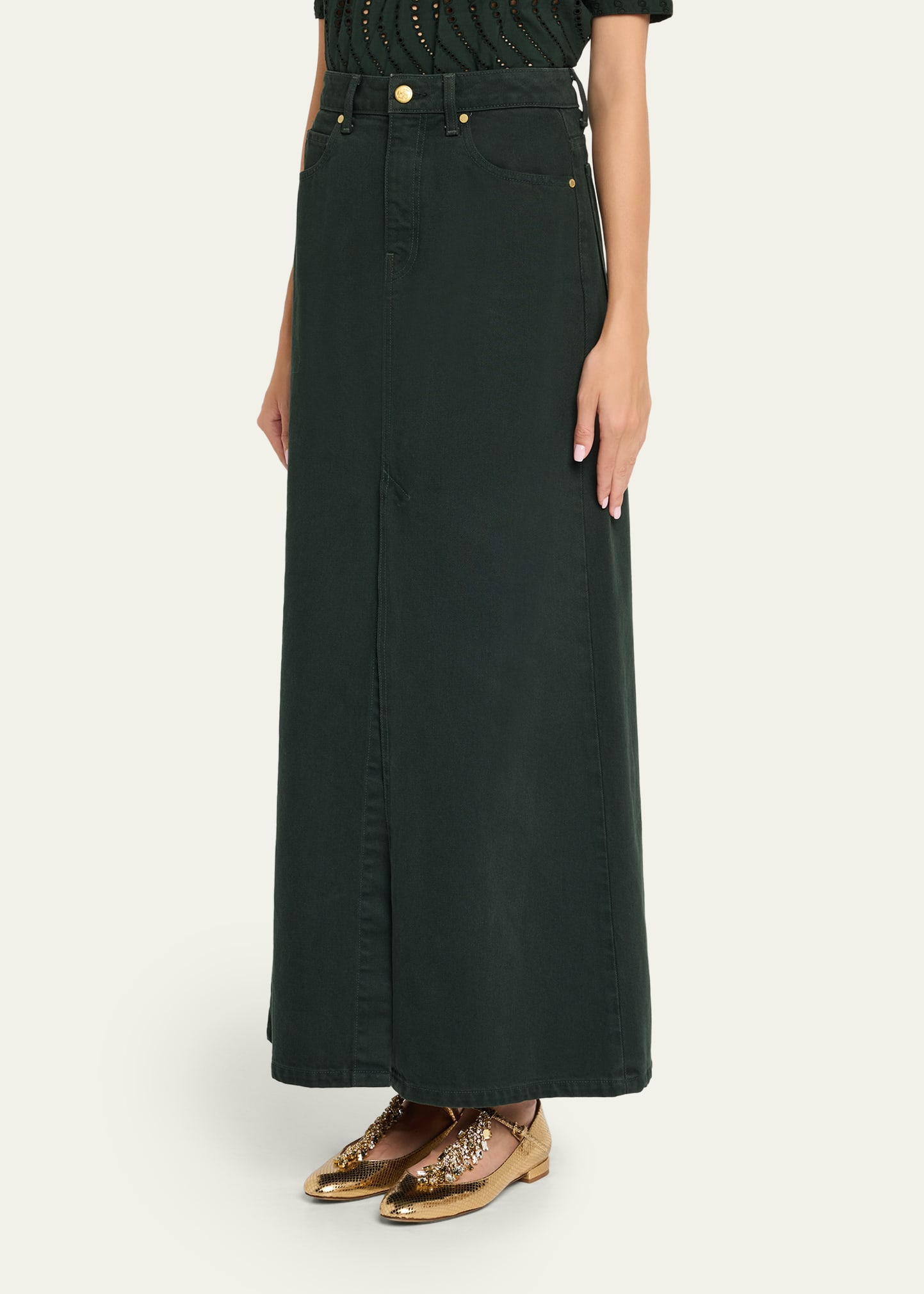 The Anais Denim Mid-Rise Maxi Skirt - 4
