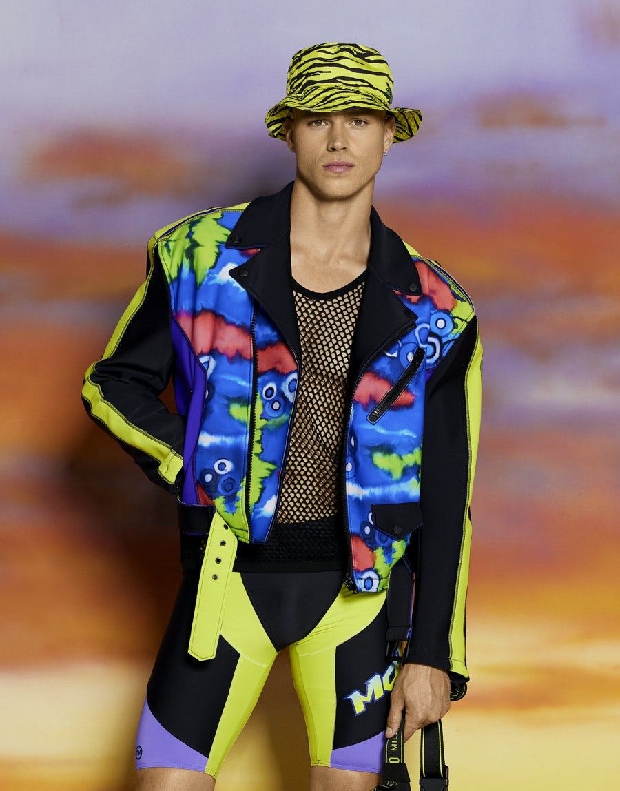 TIE DYE PRINT NYLON ELASTANE SCUBA BIKER - 5