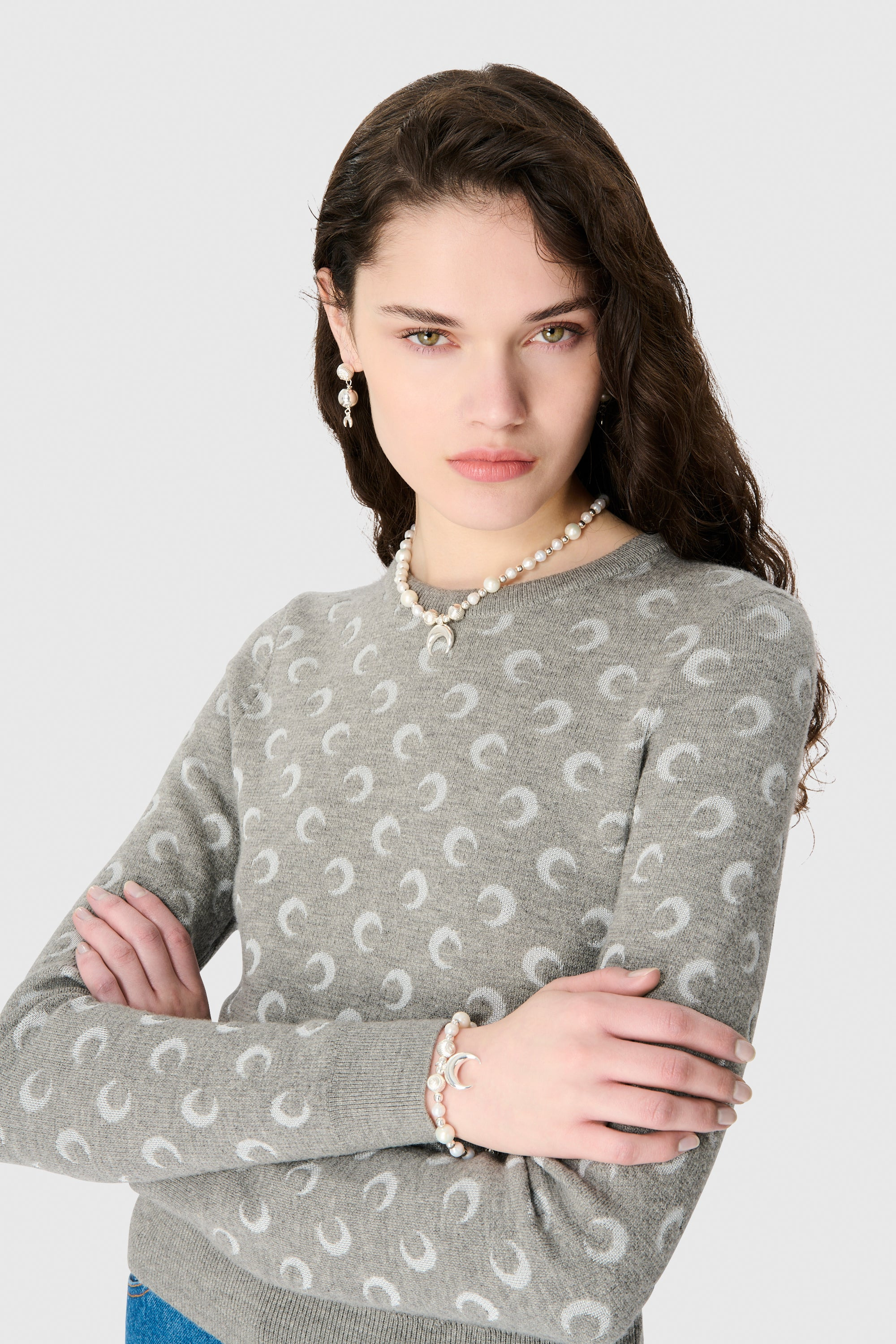 MOON JACQUARD KNIT FITTED CARDIGAN - 6