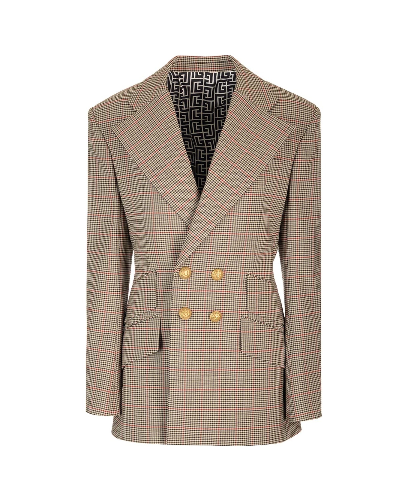 Houndstooth Wool Blazer - 1