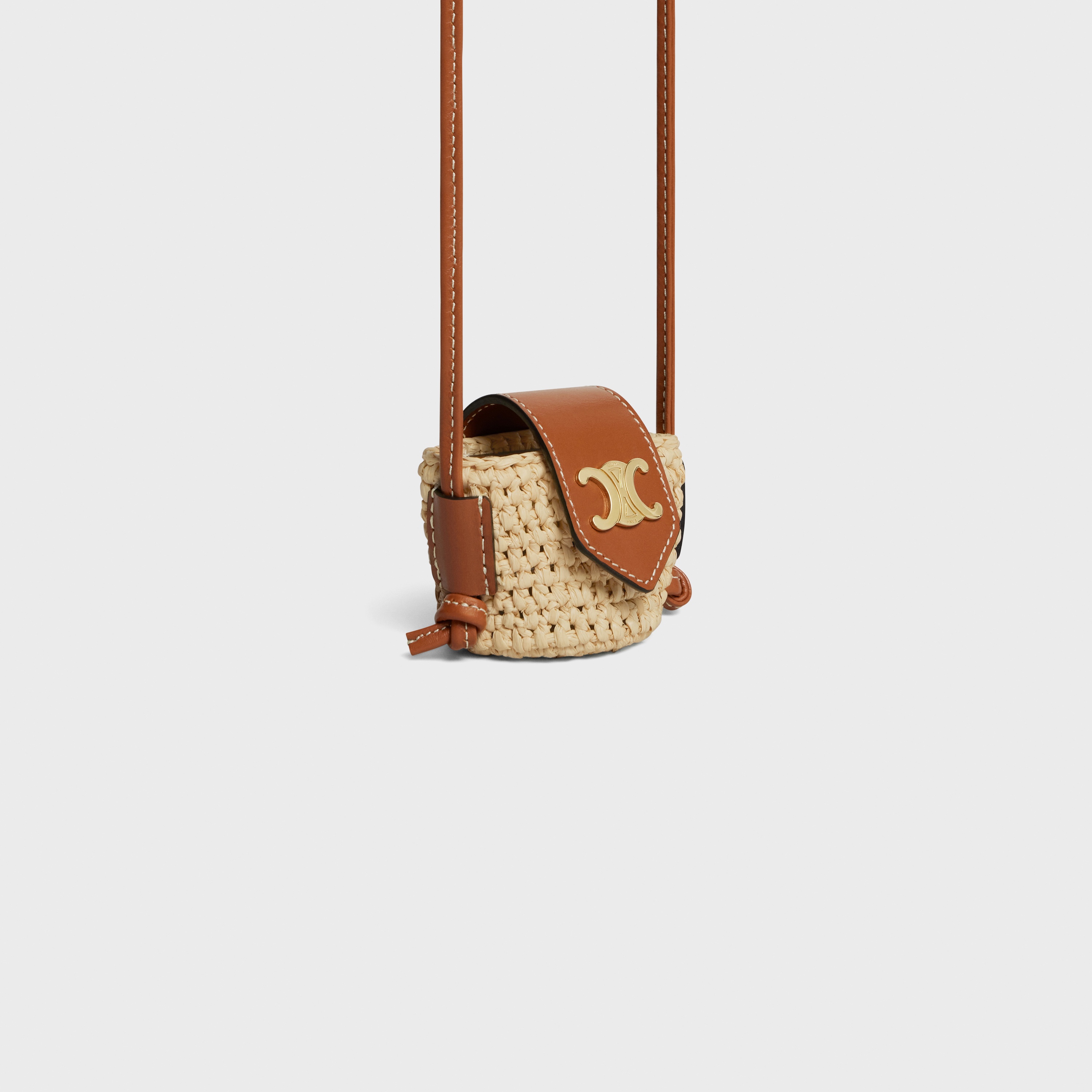 Crossbody Airpods Panier in raffia and calfskin - 2