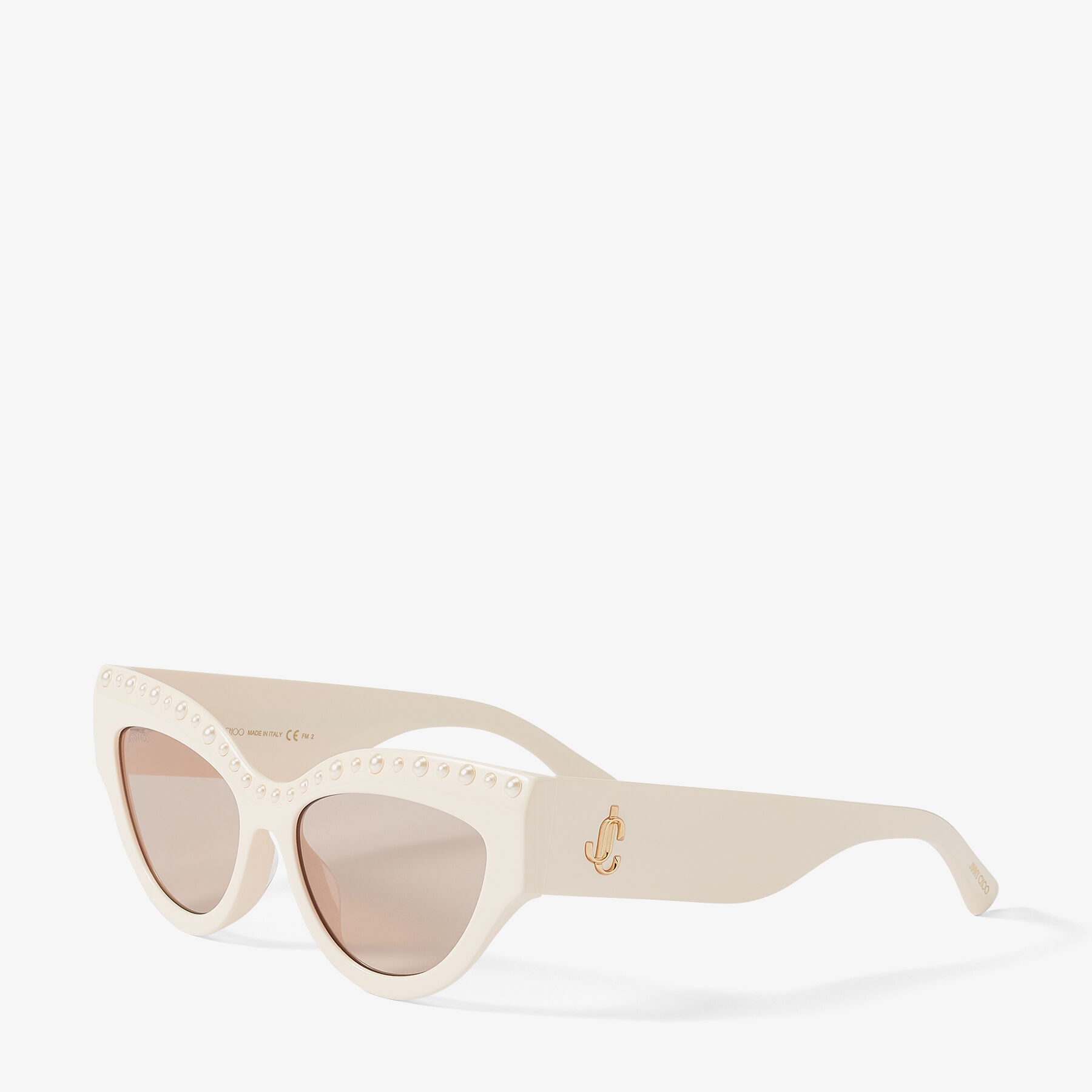 Sonja
Ivory Cat-Eye Sunglasses with Cream Pearls - 3