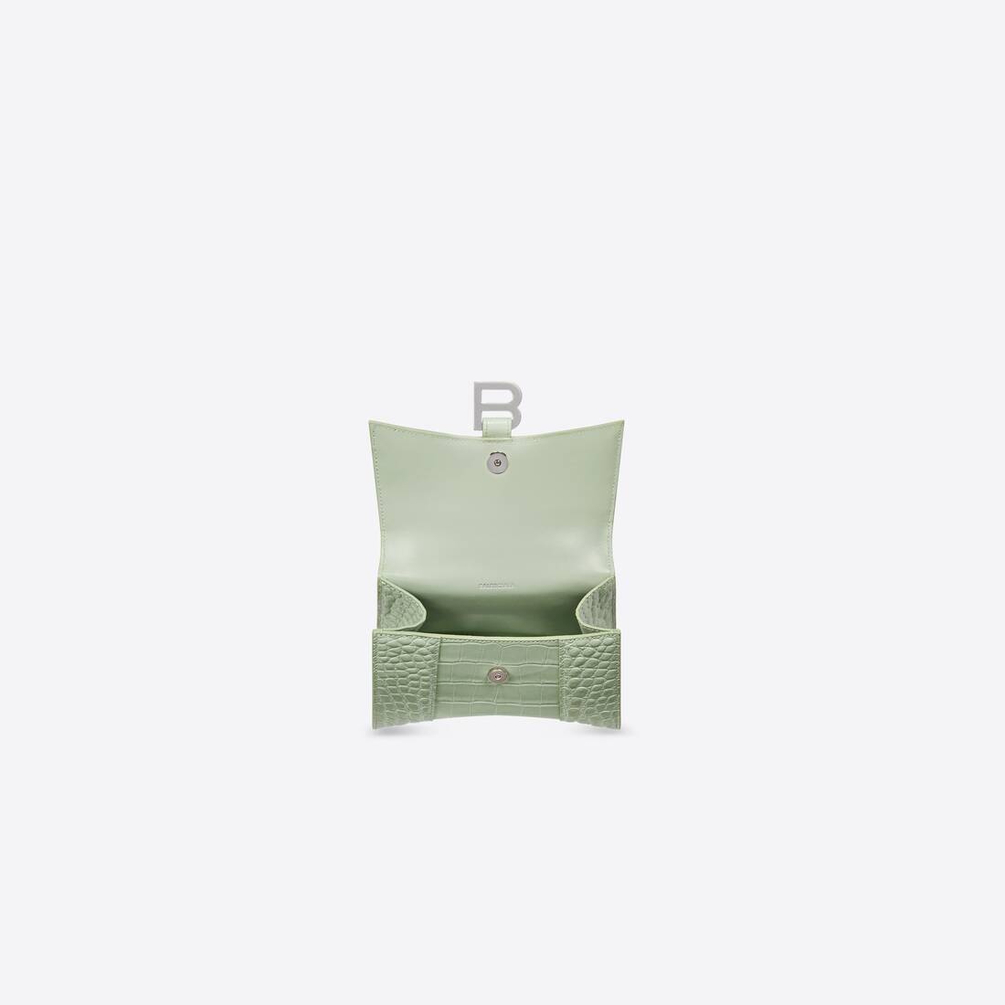 Women's Hourglass Xs Handbag Crocodile Embossed in Light Green - 5