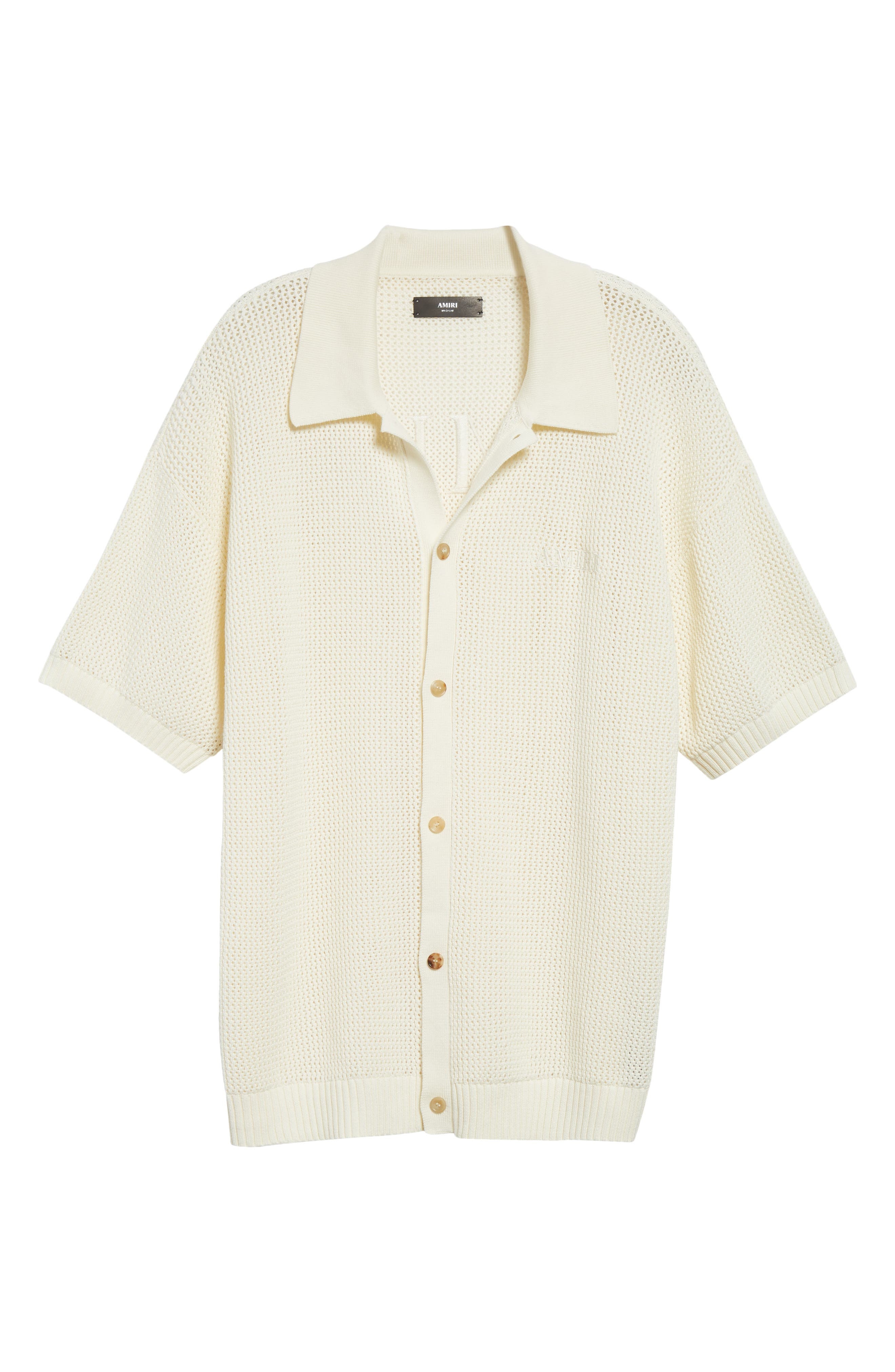 AMIRI Open Stitch Button-Up Shirt in Ivory at Nordstrom - 6