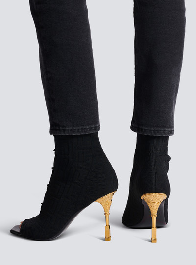 Balmain Moneta monogram knit ankle boots outlook