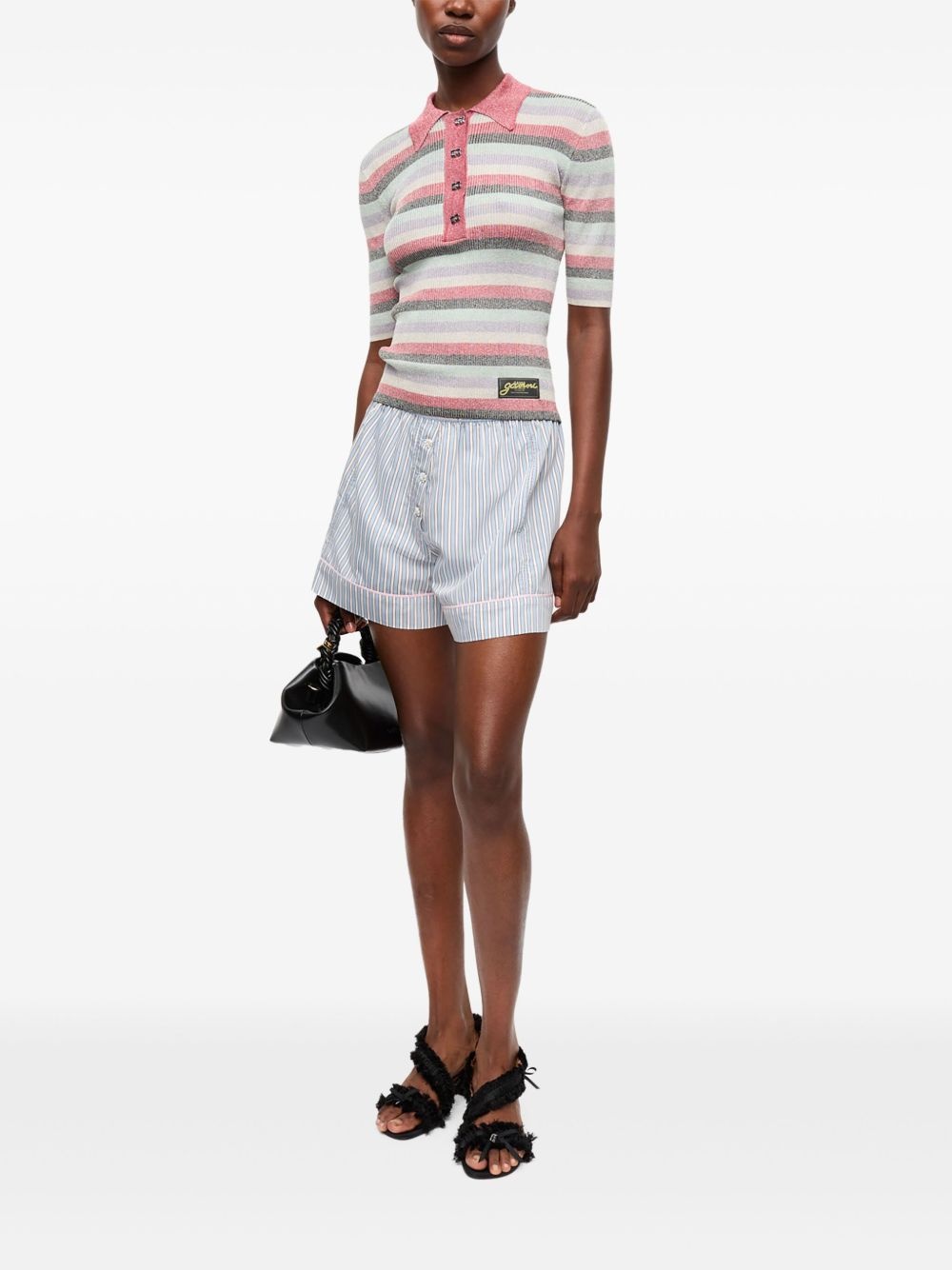 striped lurex-knit polo shirt - 2
