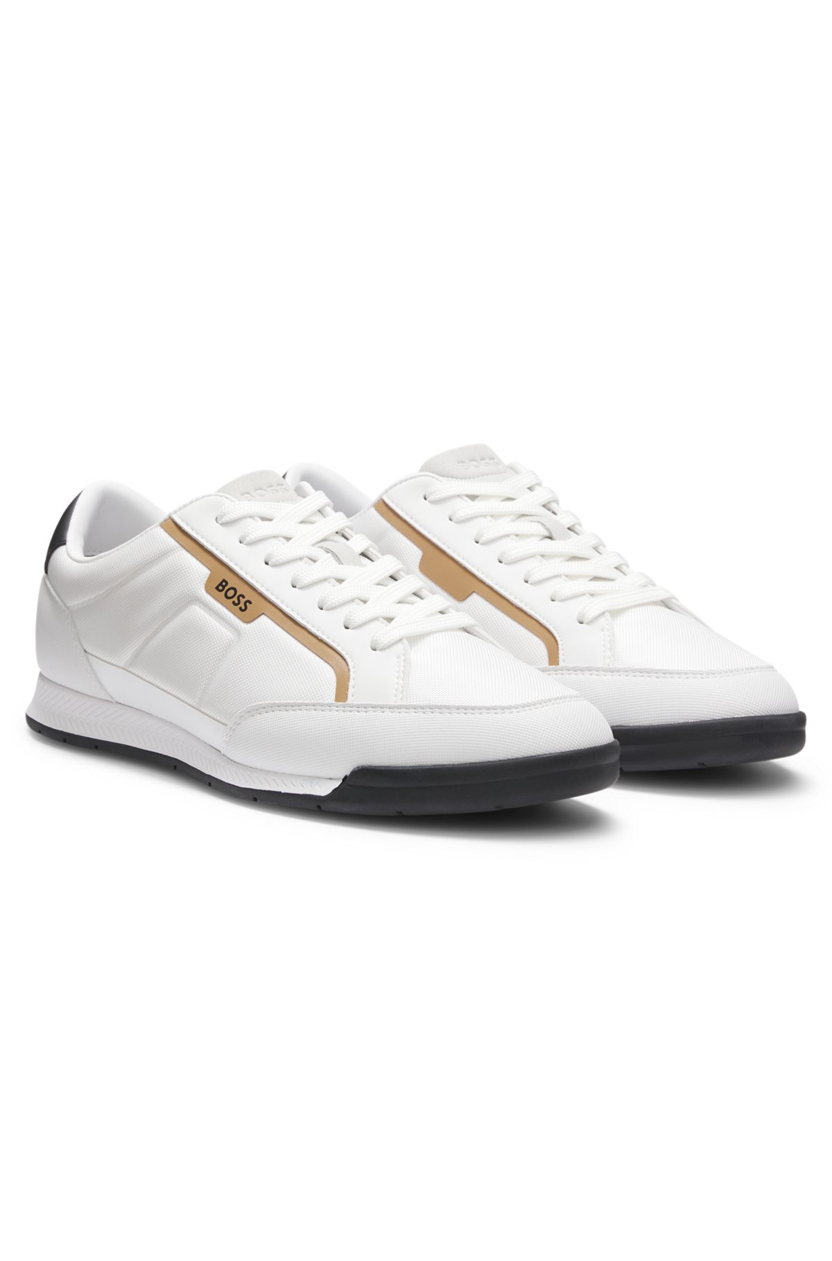 MIXED-MATERIAL TRAINERS WITH CONTRAST BACK TAB - 2