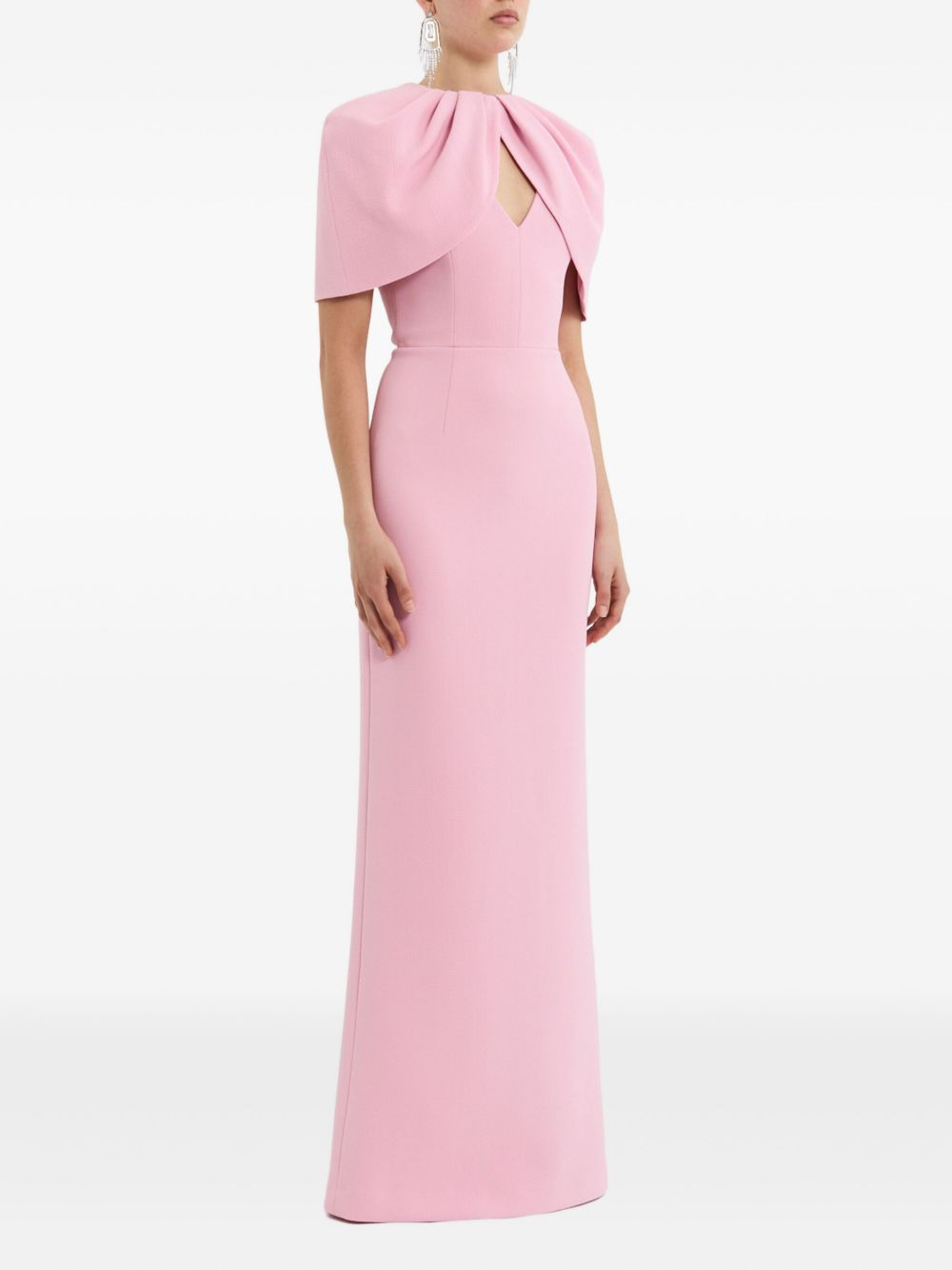 Xena petal-sleeve keyhole gown - 3