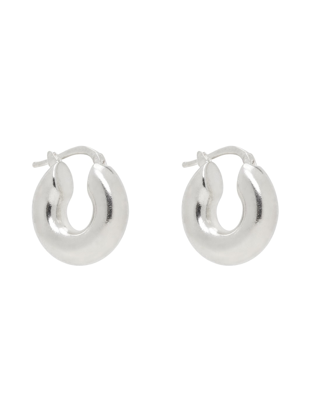 Silver Chunky Hoop Earrings - 2