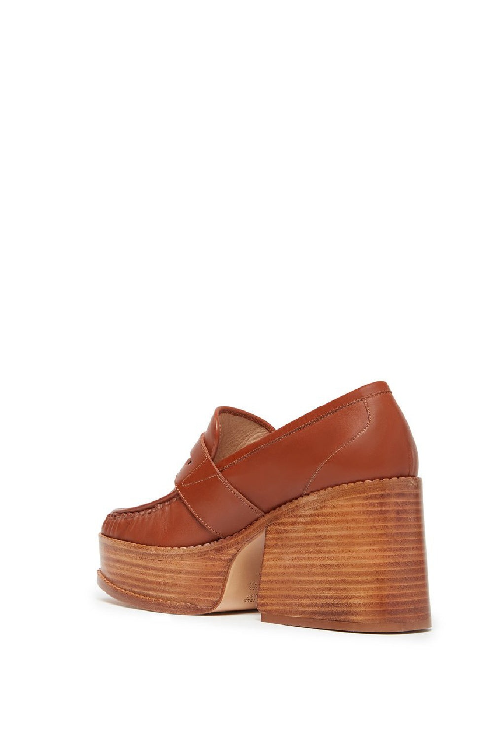 Augusta Heeled Loafer in Cognac Leather - 4
