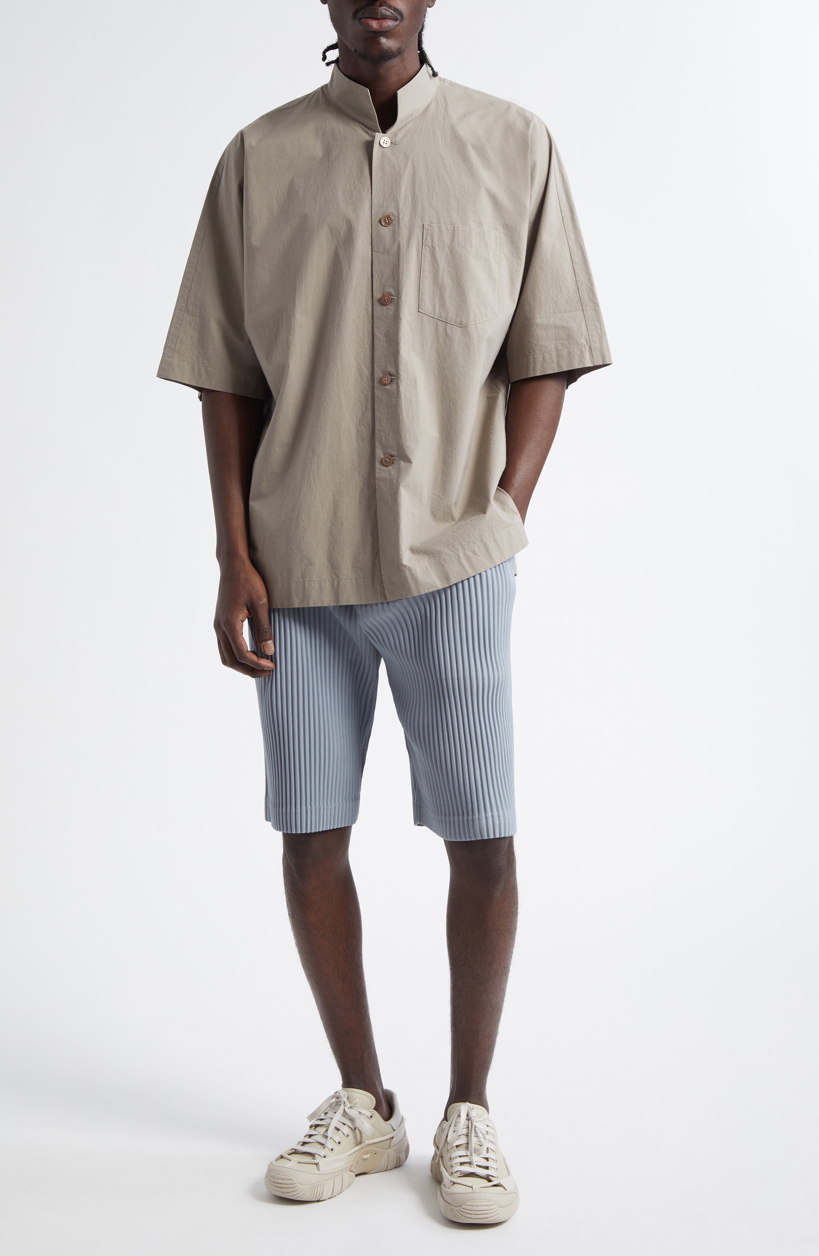 Homme Plissé Issey Miyake Pleated Shorts in Gray Blue at Nordstrom - 2