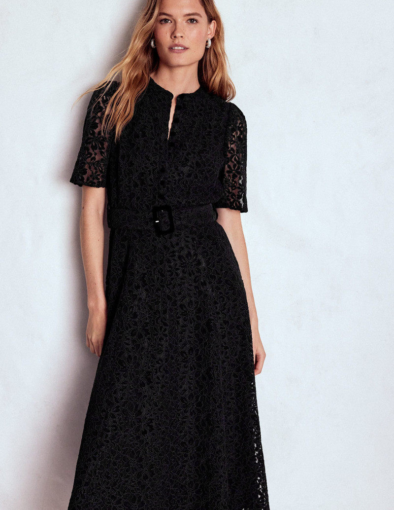 Kate Puff Sleeve Lace Dress-Black 5
