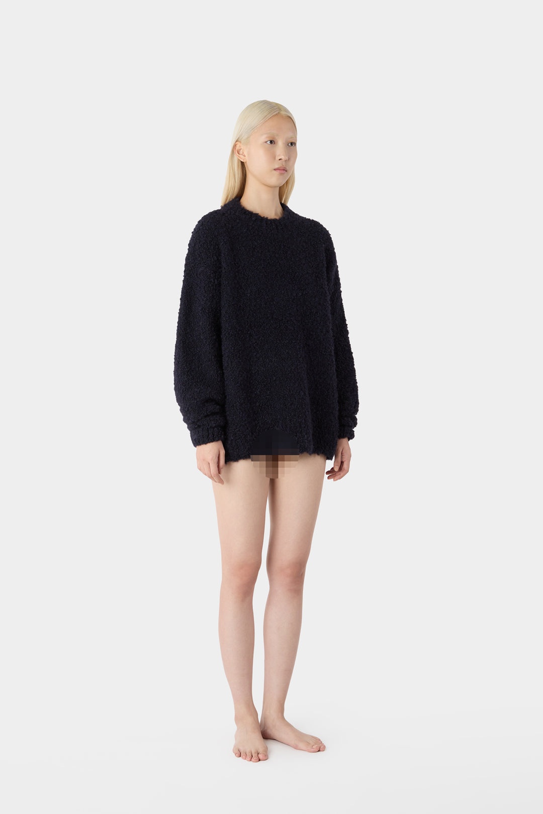 ASTRAKAN ROUND NECK SWEATER / dark navy - 4