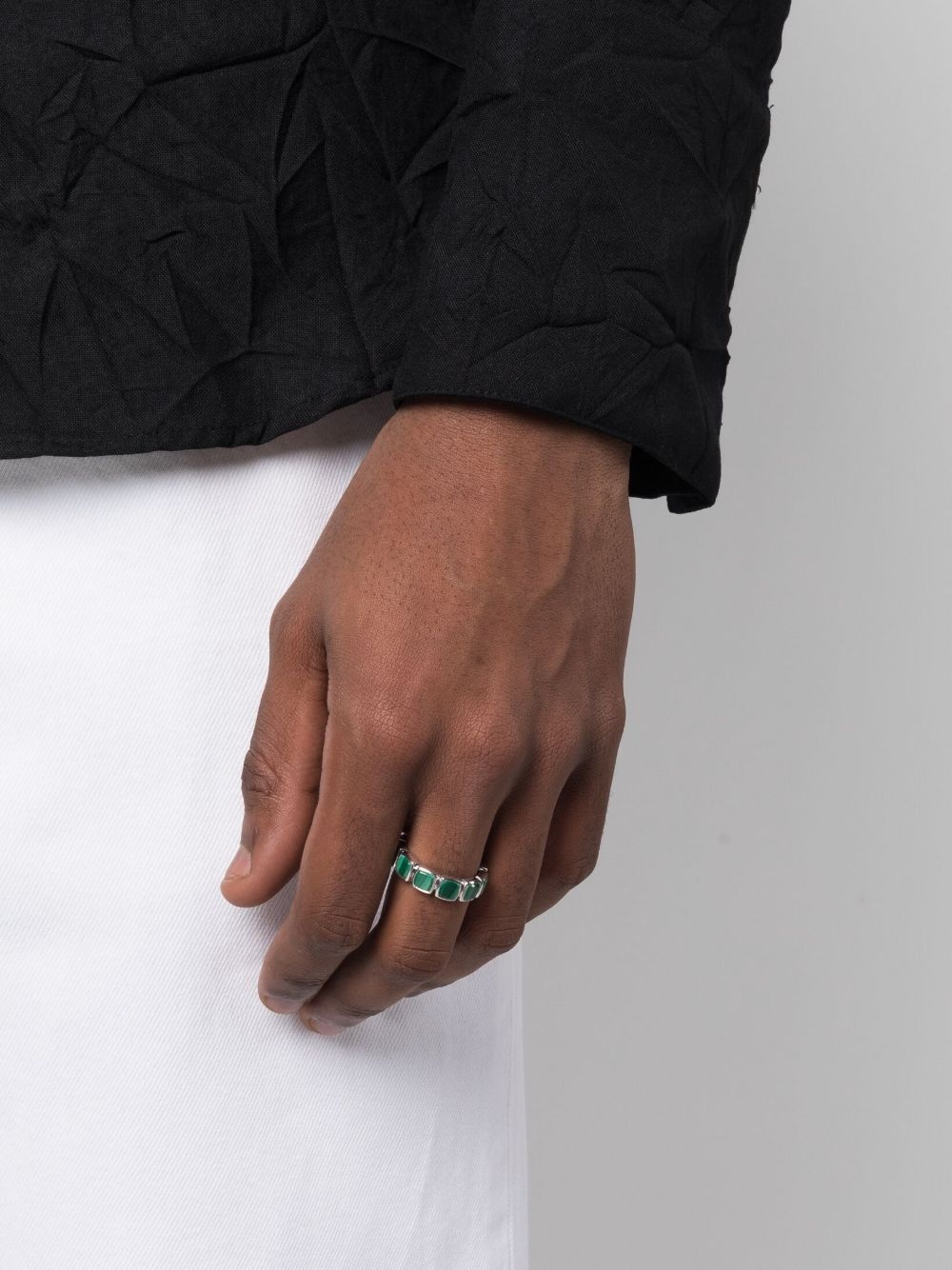 Cushion Band malachite ring - 2