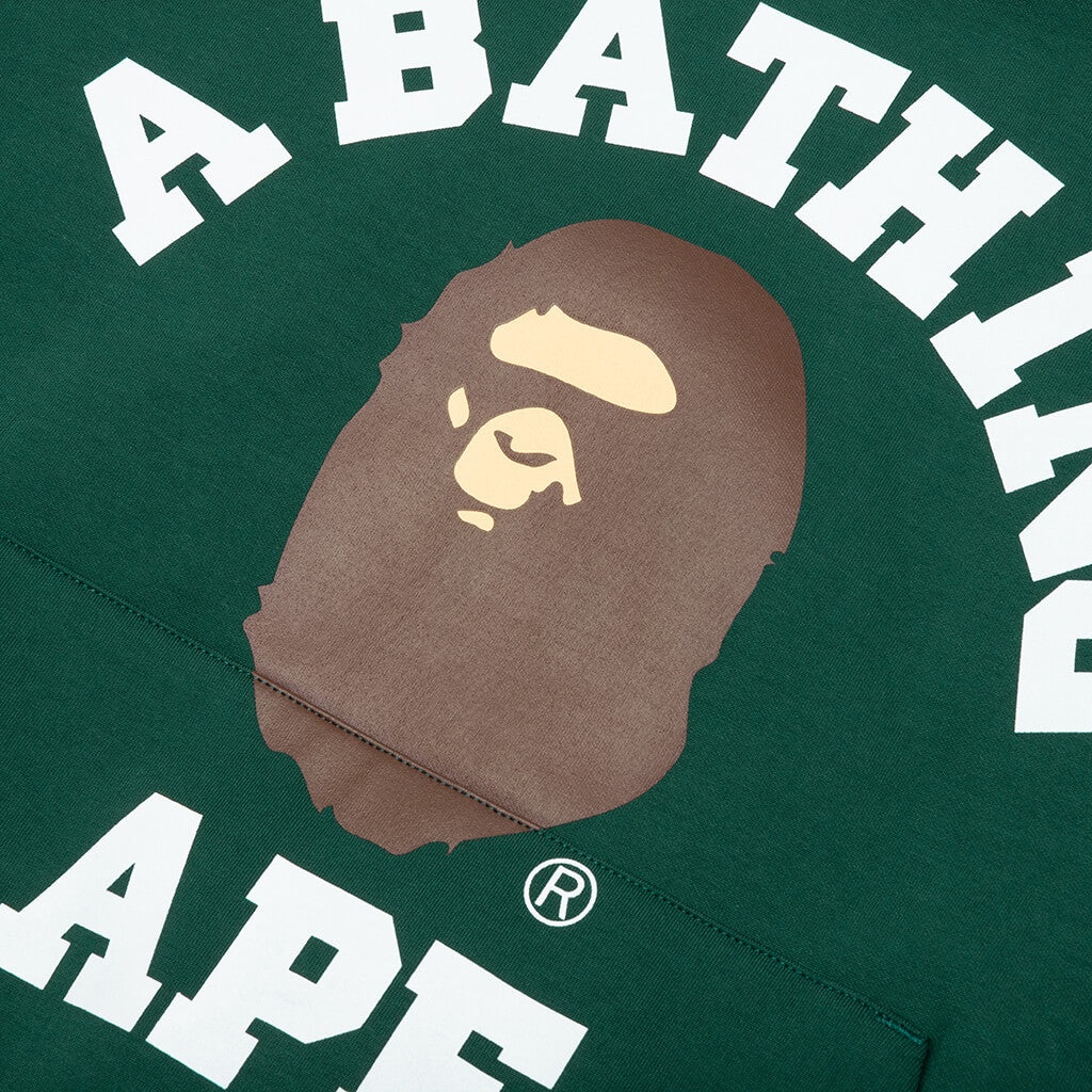 COLLEGE PUFFY RELAXED FIT PULLOVER HOODIE - GREEN - 4