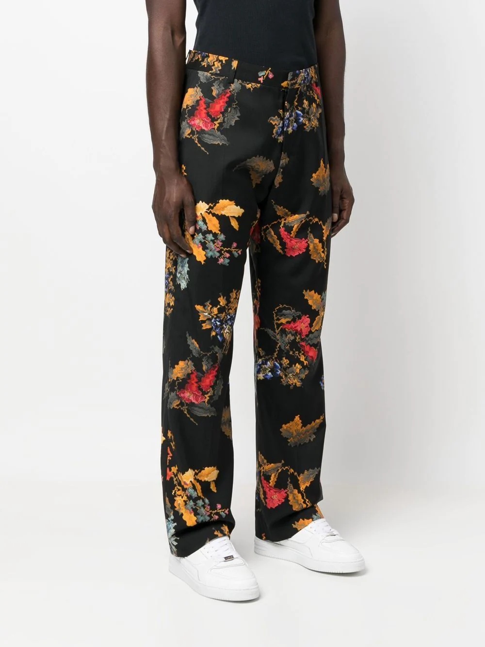 floral-print virgin wool trousers - 3