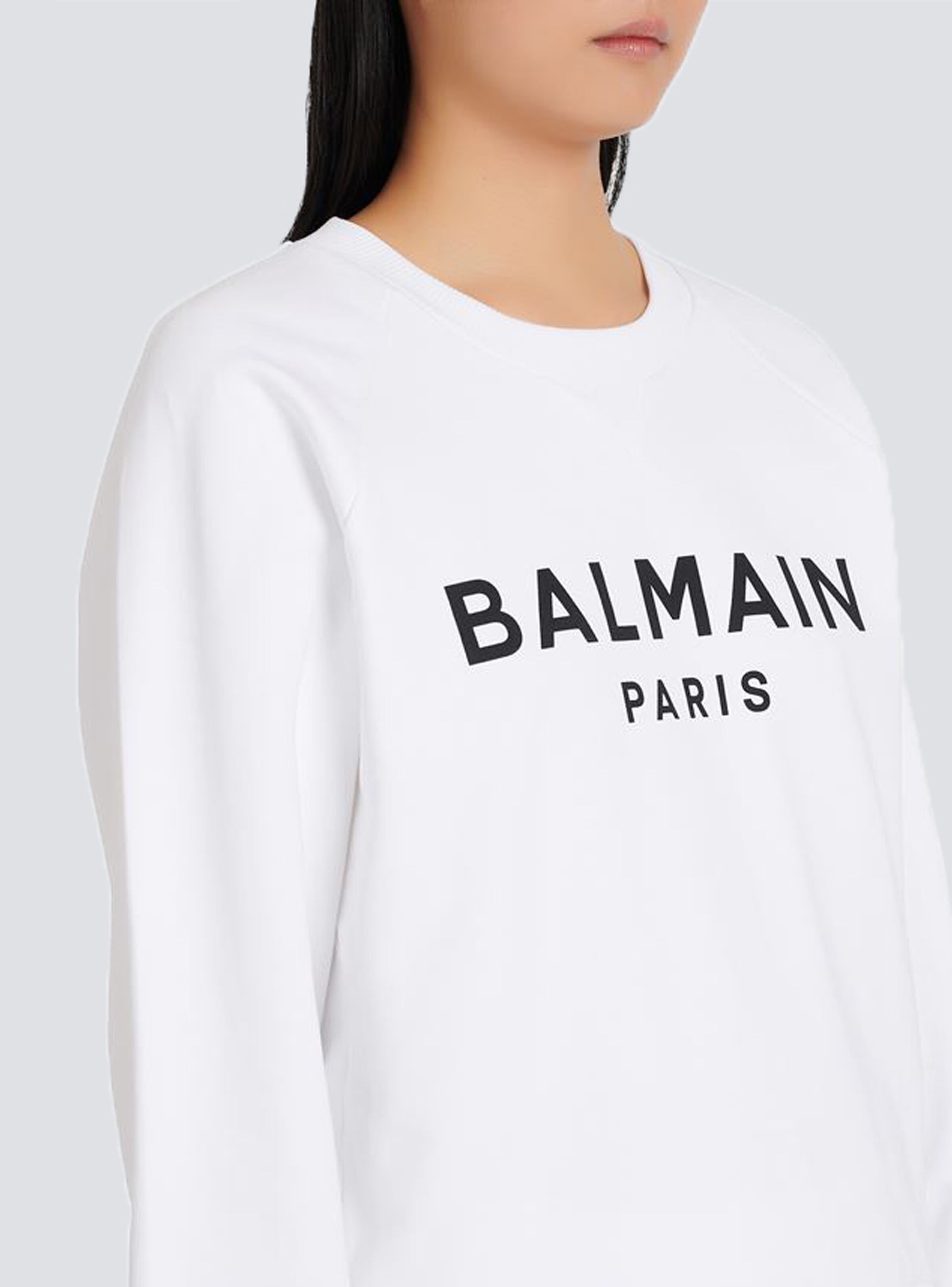 Eco-designed cotton sweatshirt with Balmain logo print - 5